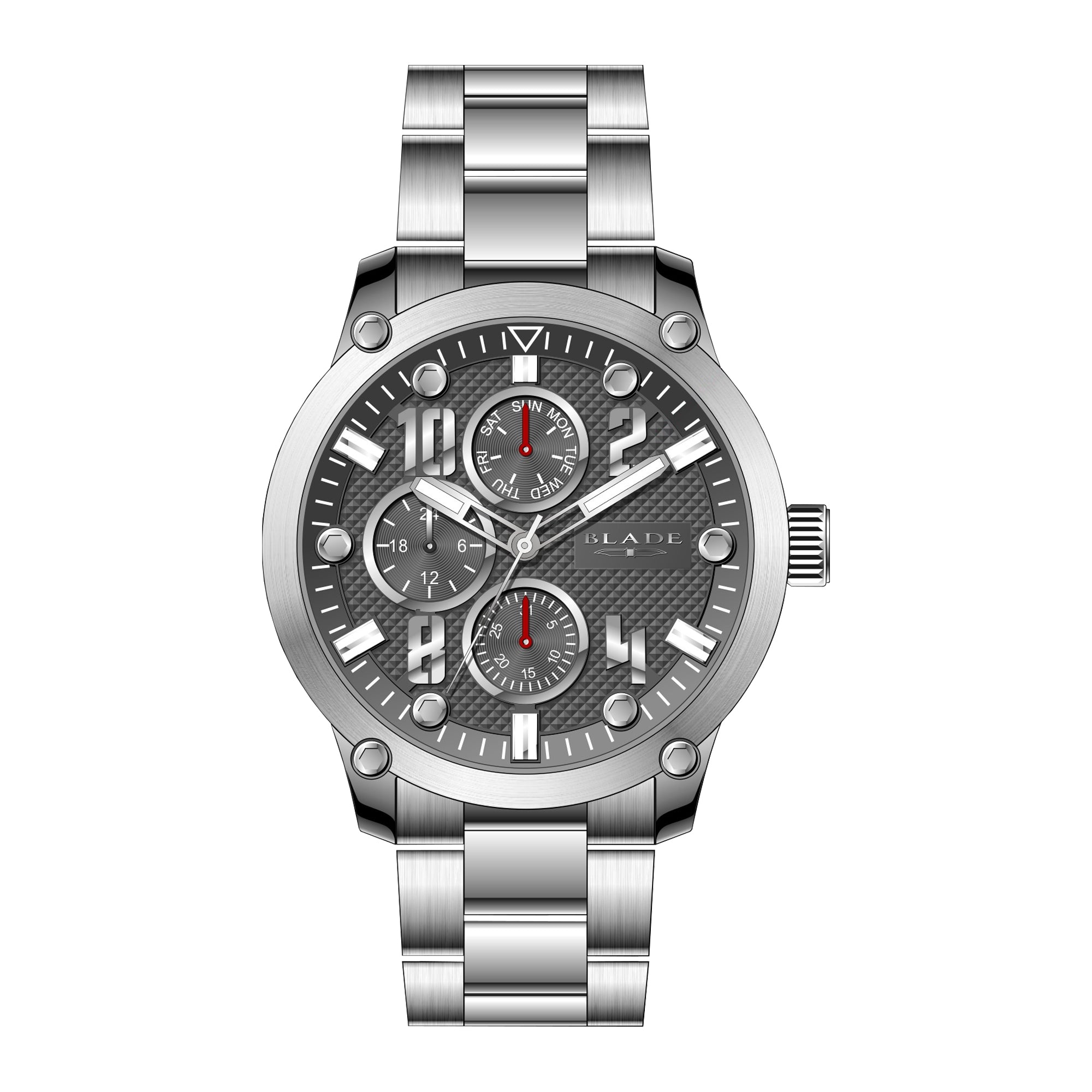 BLADE Combat II Grey 3563G2SGS SS Case & Band Multifunction Men's Watch