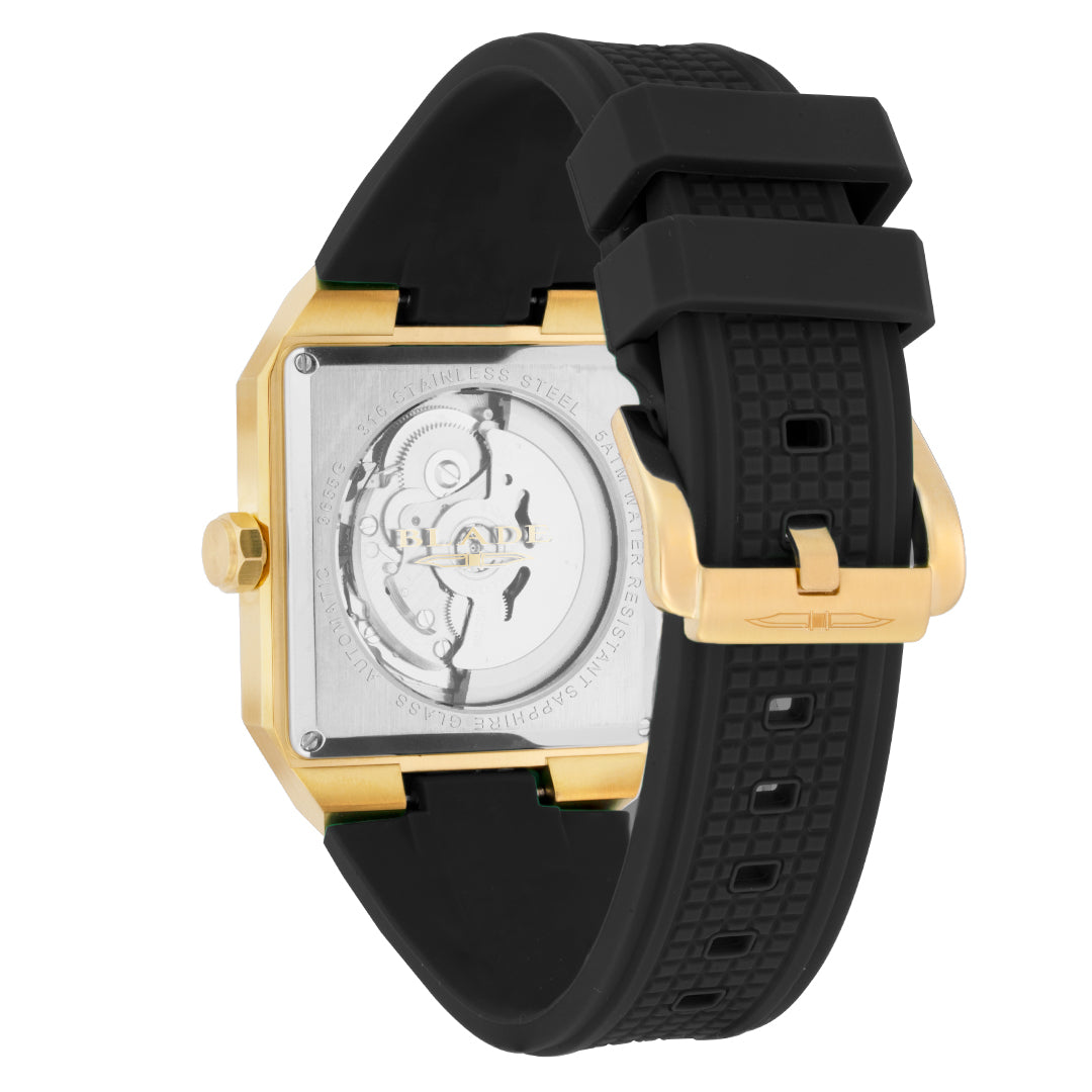 BLADE Magnus Automatic 24 Gold/ Black 3655G5GSN SS & Silicone Strap Calendar Men's Watch