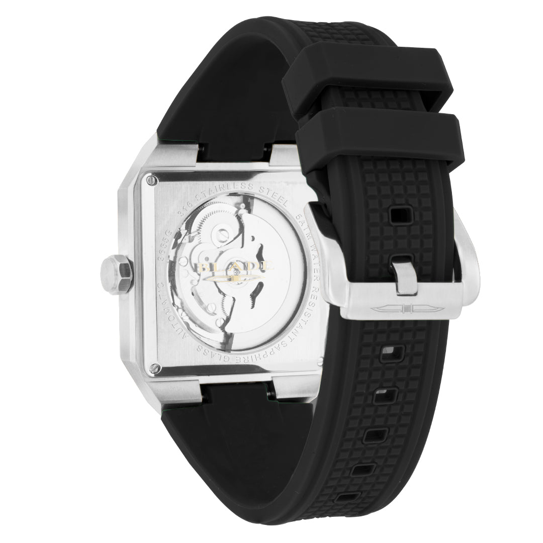 BLADE Magnus Automatic 24 Ivory/ Black 3655G5TSN SS & Silicone Strap Calendar Men's Watch