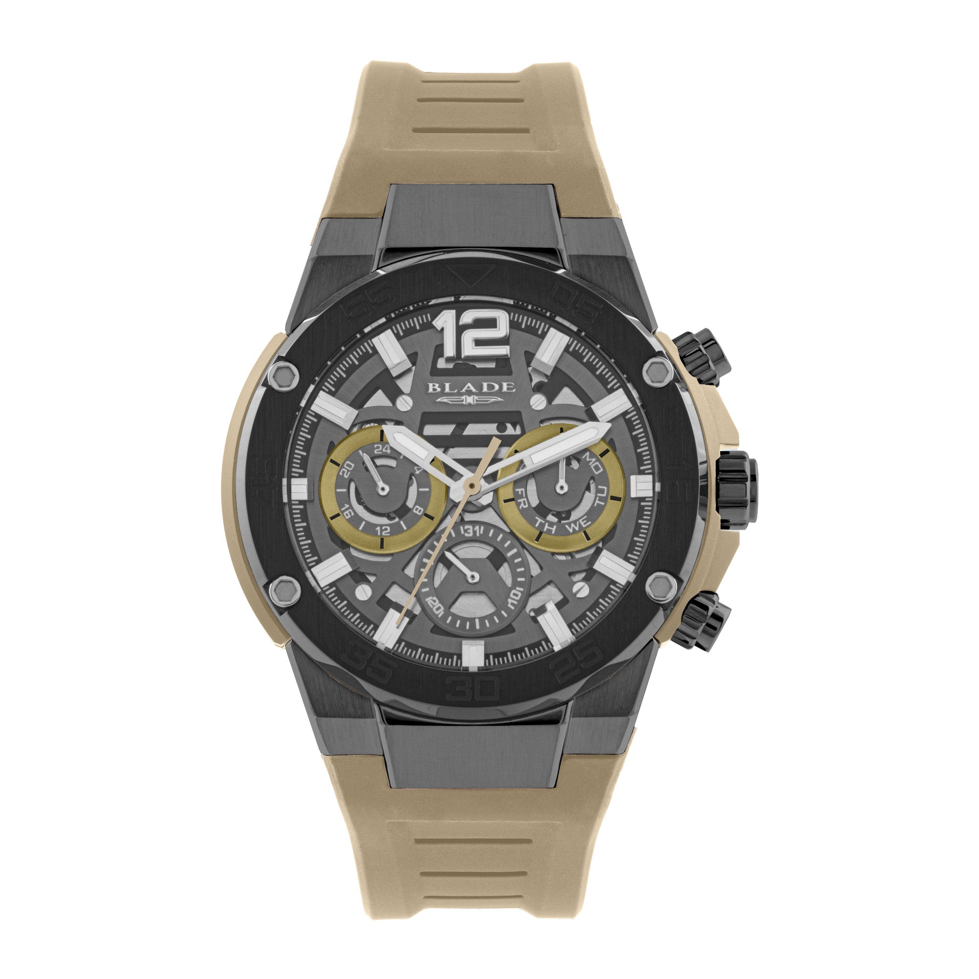 BLADE Swift Desert 3667G5AGD SS & Silicone Strap Multifunction Men's Watch