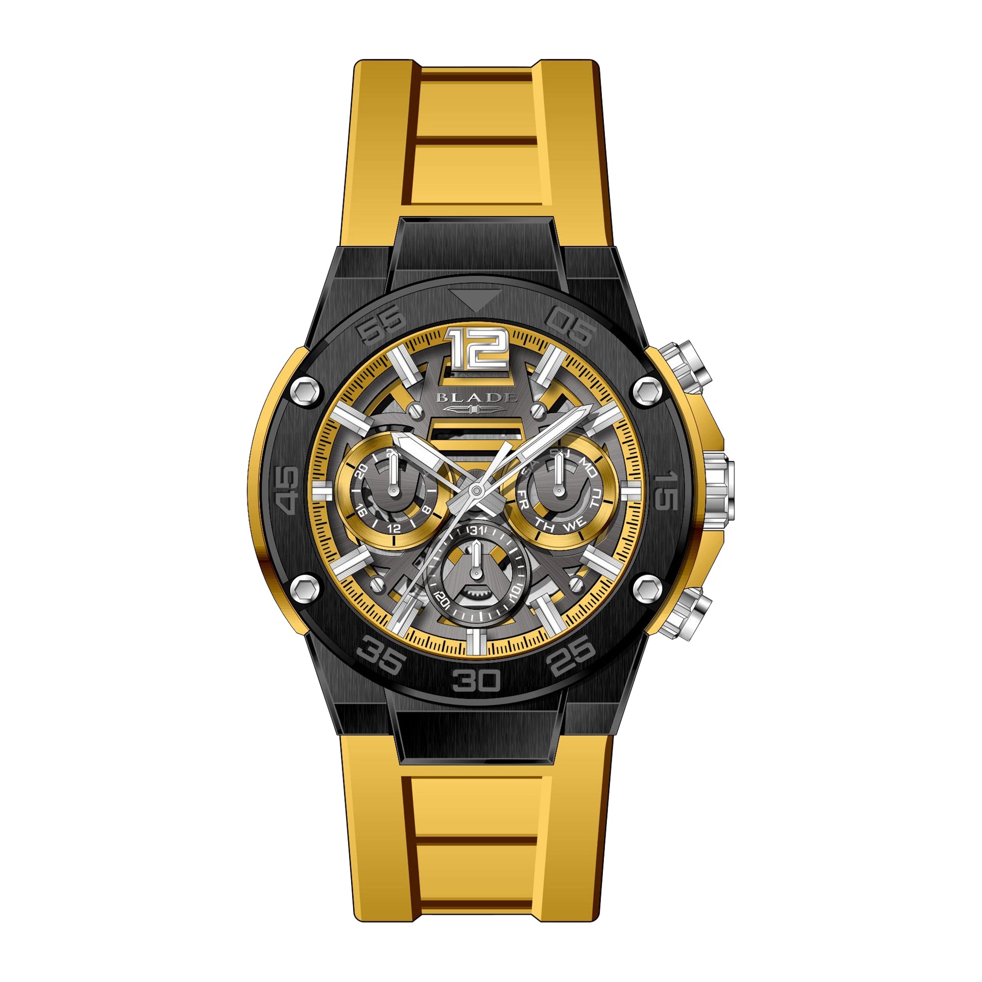 BLADE Swift Speed 3667G5NYY SS & Silicone Strap Multifunction Men's Watch
