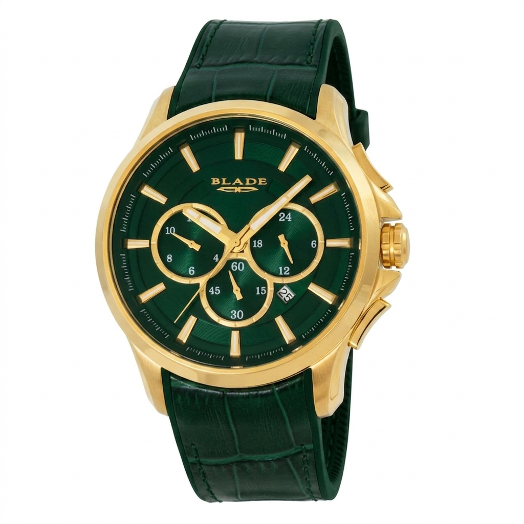 BLADE Vision Power 3671G9GEE SS & Leather Multifunction Men's Watch