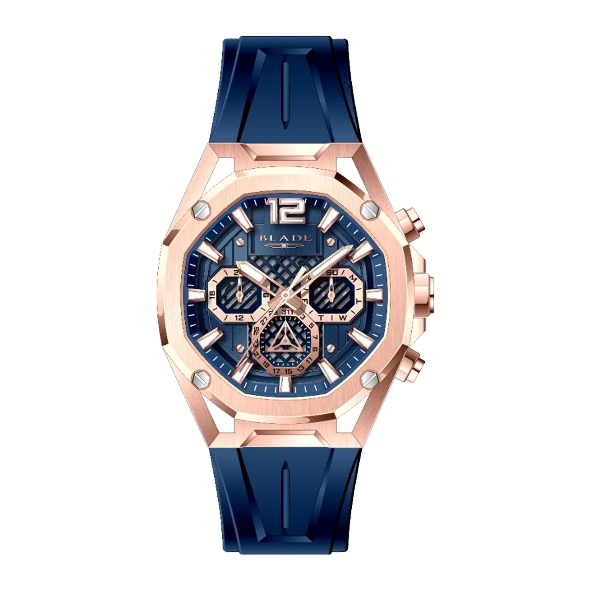 BLADE Ascend Night 3674G5RBB SS & Silicone Strap Multifunction Men's Watch