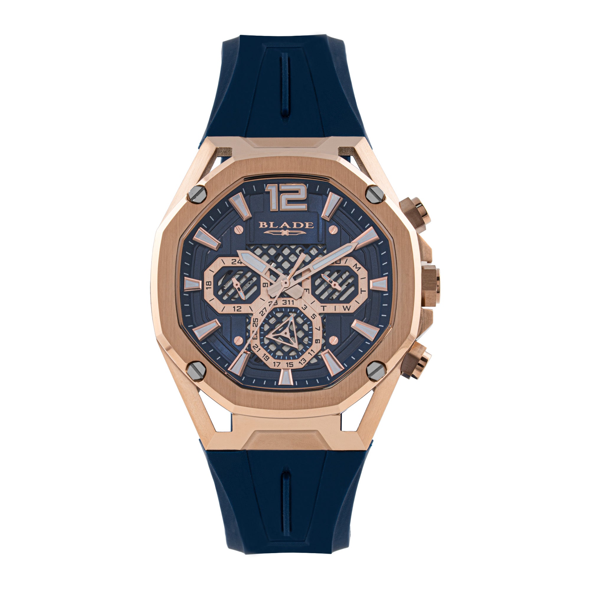 BLADE Ascend Night 3674G5RBB SS & Silicone Strap Multifunction Men's Watch