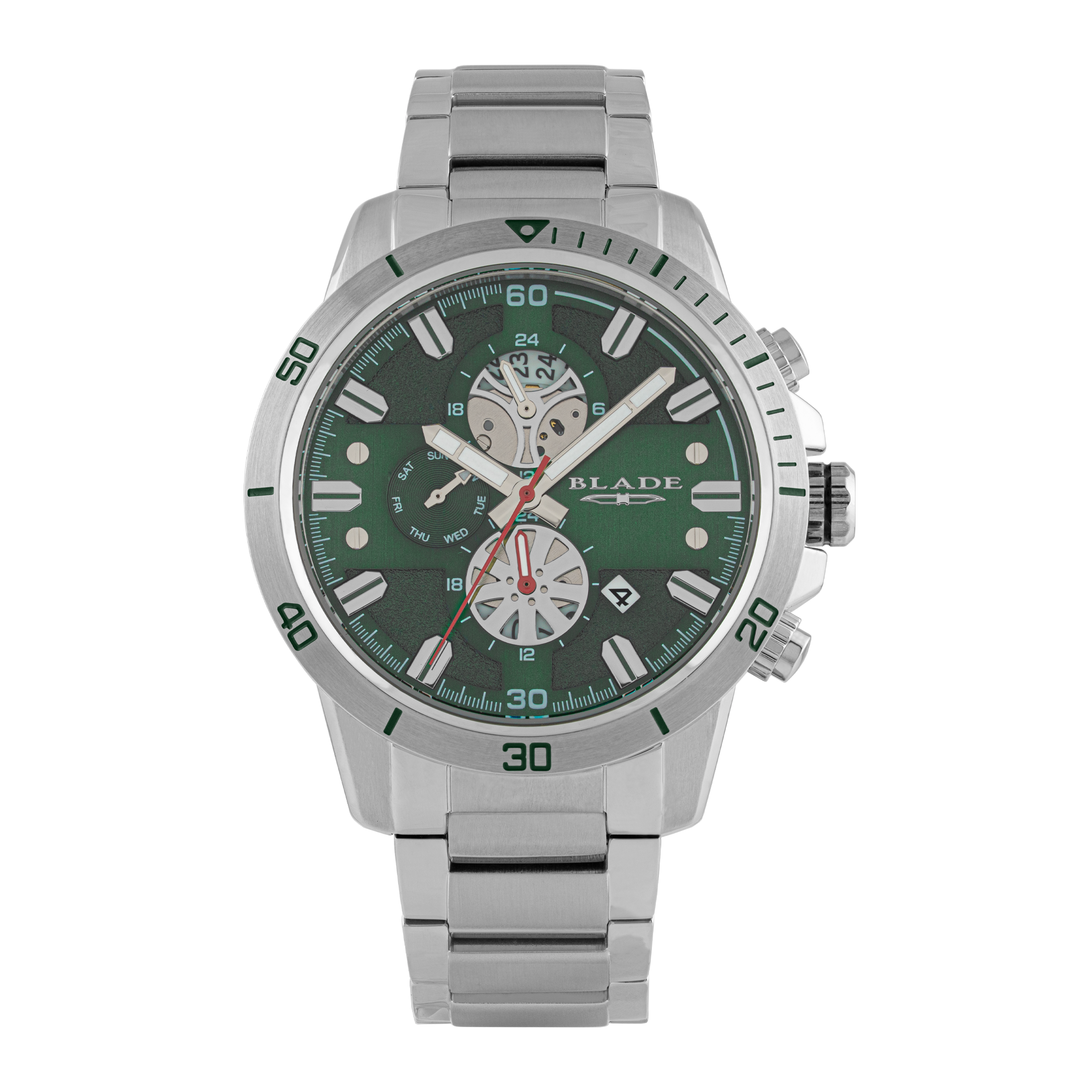 BLADE VIRTUOSO GREEN 3677G2SES SS Case & Band Dual-Time Multifunction Men's Watch