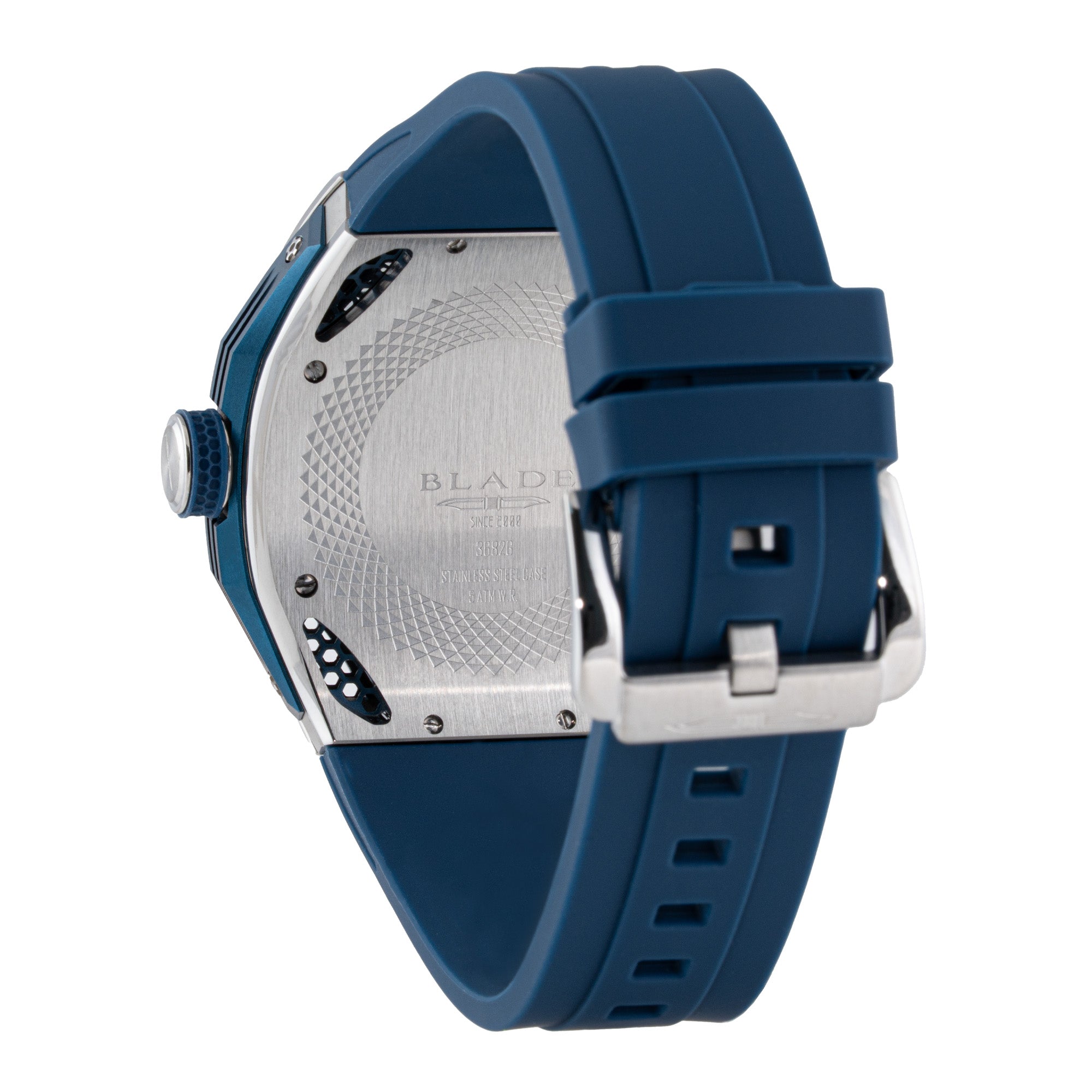 BLADE Throttle Navy 3682G5SBB SS Case & Silicone Strap Multifunction Men's Watch