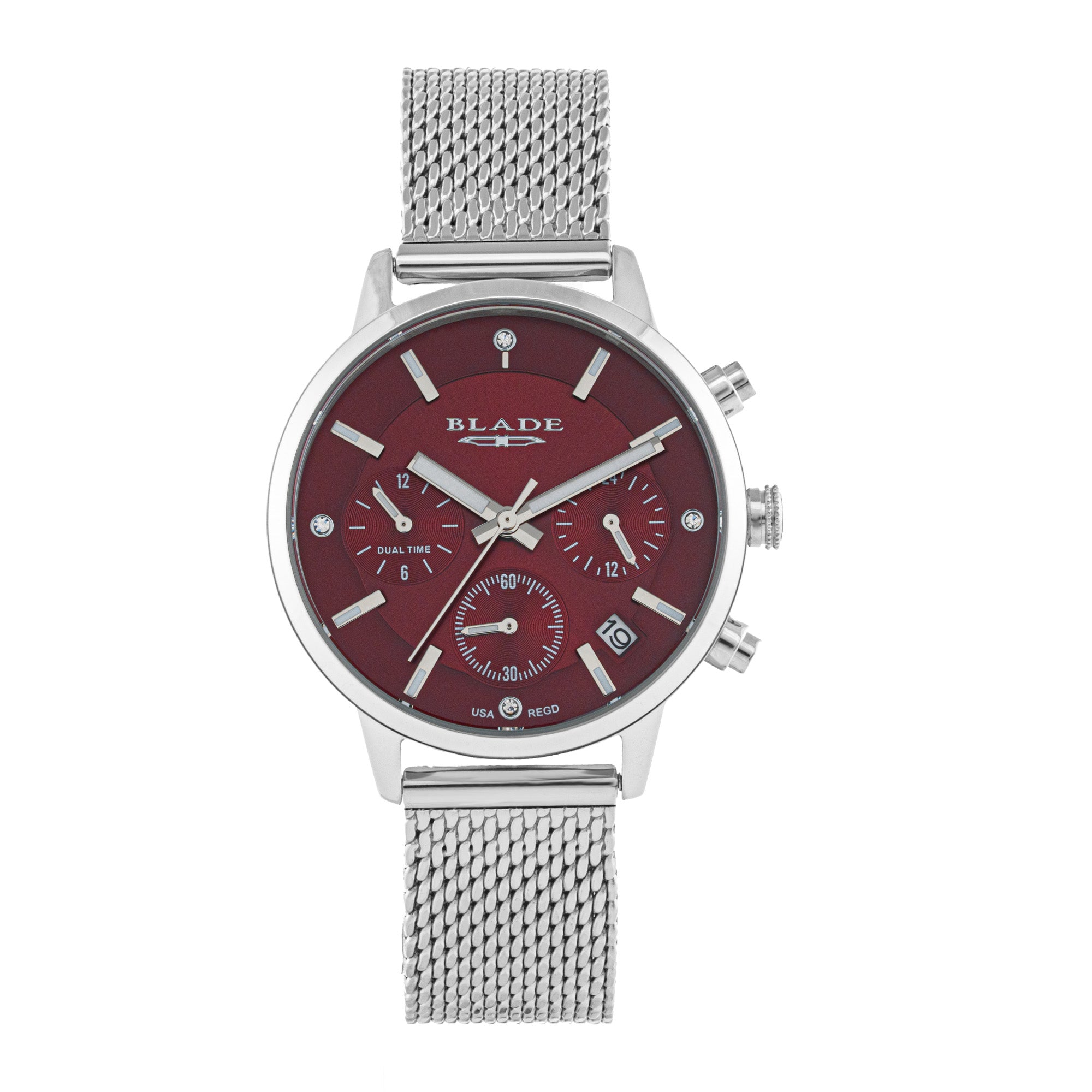 BLADE Venus Red SS Case & Mesh Strap Multifunction Women's Watch