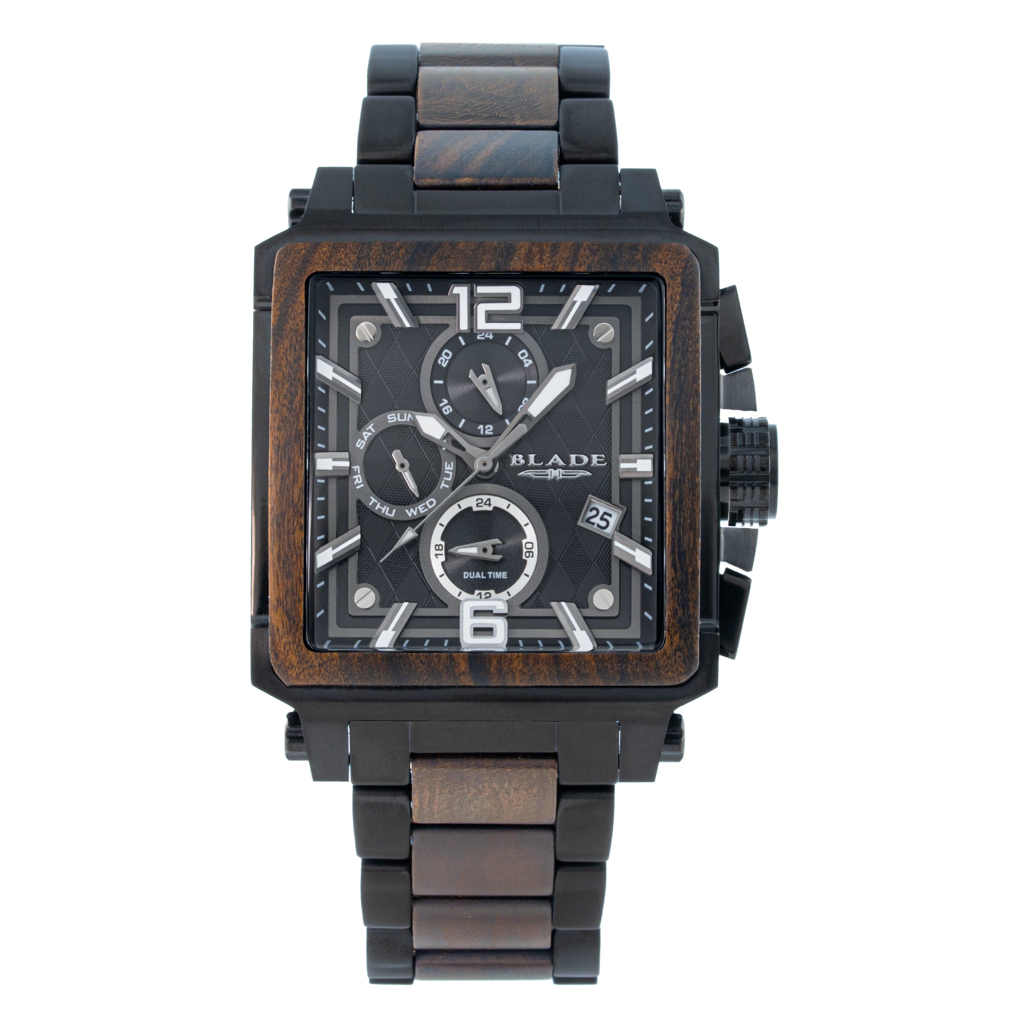 BLADE Vertex Limited Edition Wood Noir 3689G2WNNN SS Case & SS/ Wooden Band Multifunction Men's Watch
