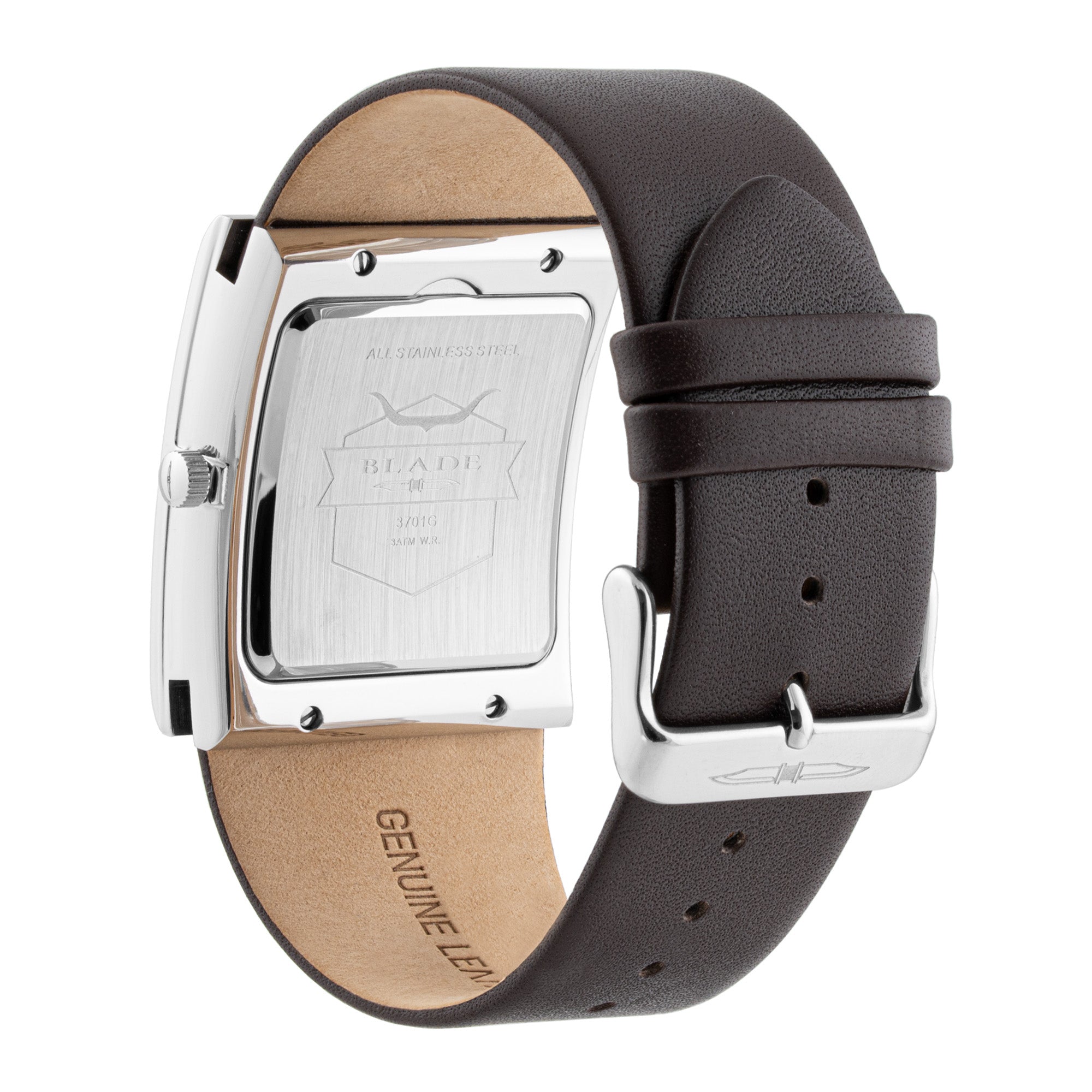 BLADE Freedom Blue 3701G1SBO SS & Leather Strap 2-Hands Men's Watch