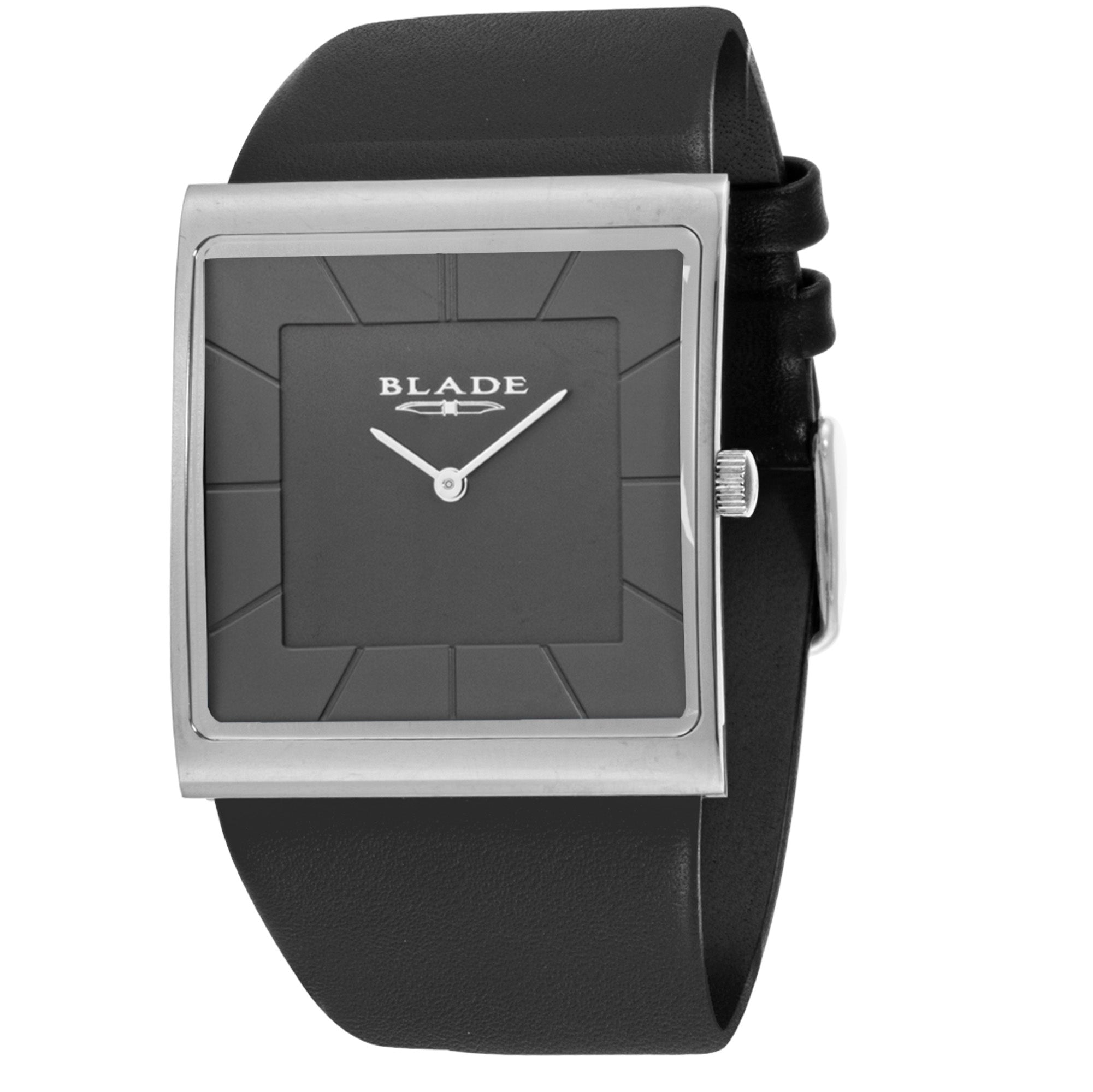 BLADE Freedom Grey 3701G1SGN SS & Leather Strap 2-Hands Men's Watch