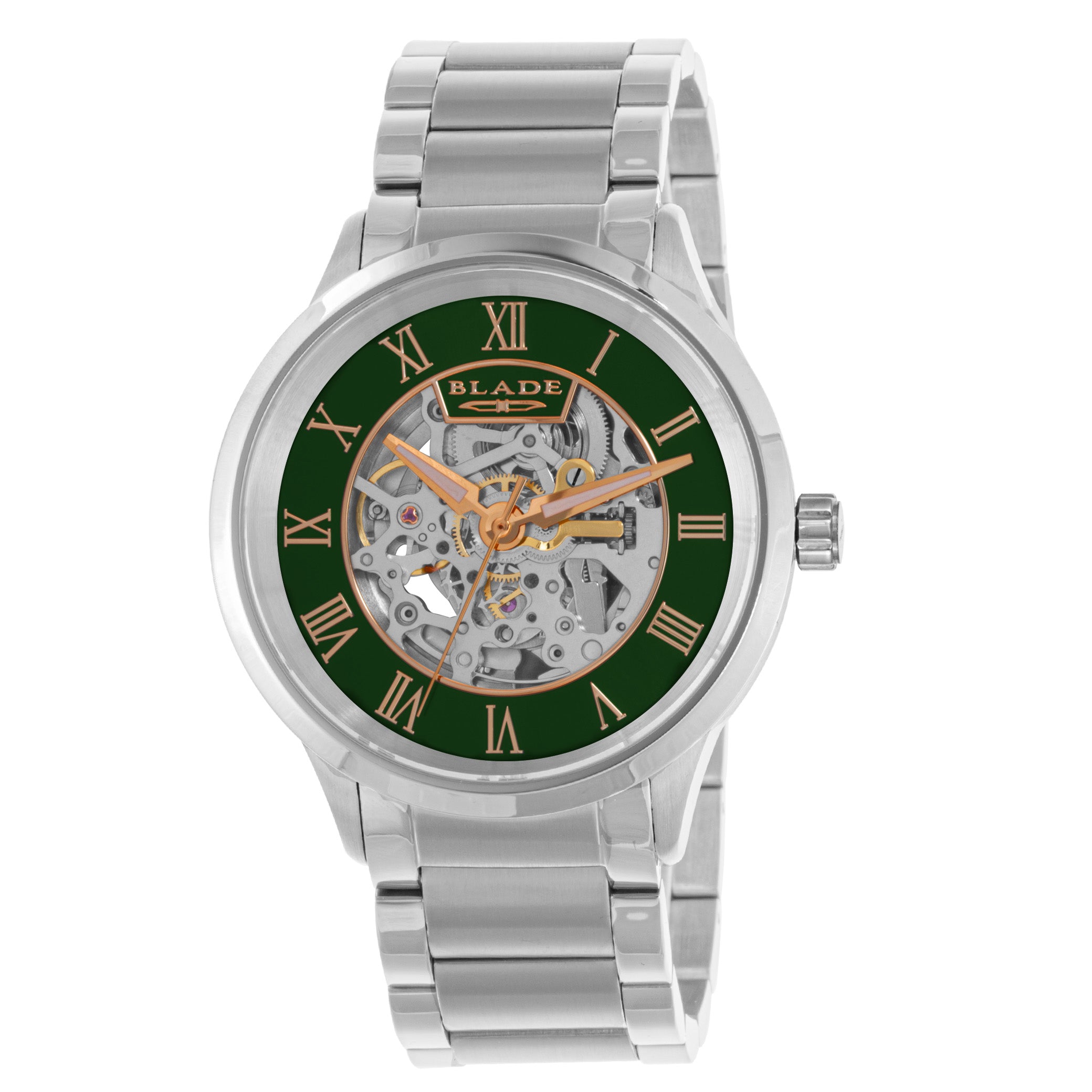 BLADE Sempre SS Green 3703G2SES SS Case & Band Skeleton Men's Watch