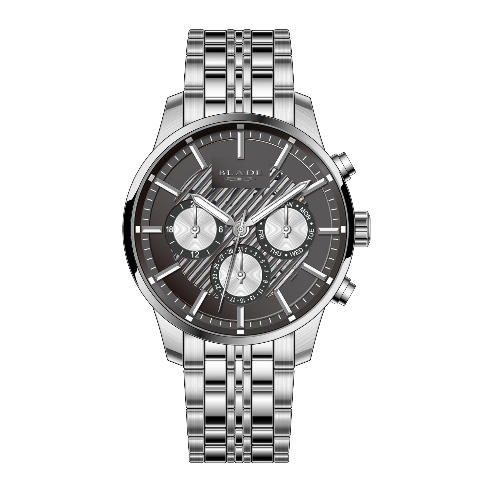 BLADE STREAK BLACK - MULTIFUNCTION 3706G2SNS SS CASE & BAND MEN'S WATCH