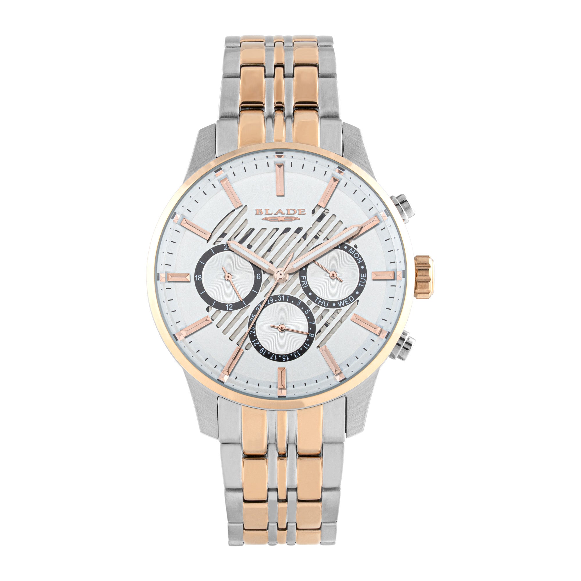 BLADE STREAK SHELL - MULTIFUNCTION 3706G2USU SS CASE & BAND MEN'S WATCH