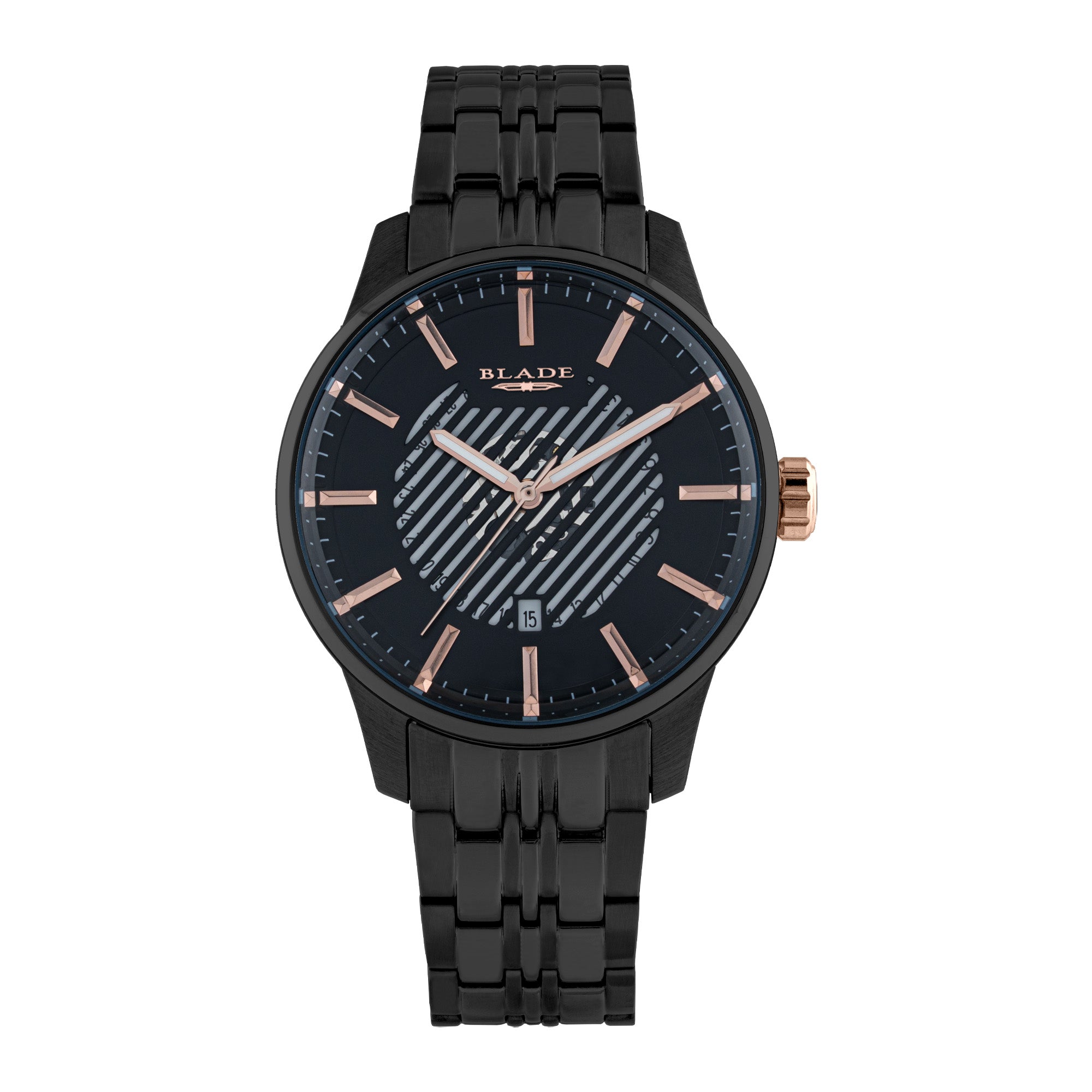 BLADE STREAK NOIR - CALENDAR 3707G2NNN SS CASE & BAND MEN'S WATCH