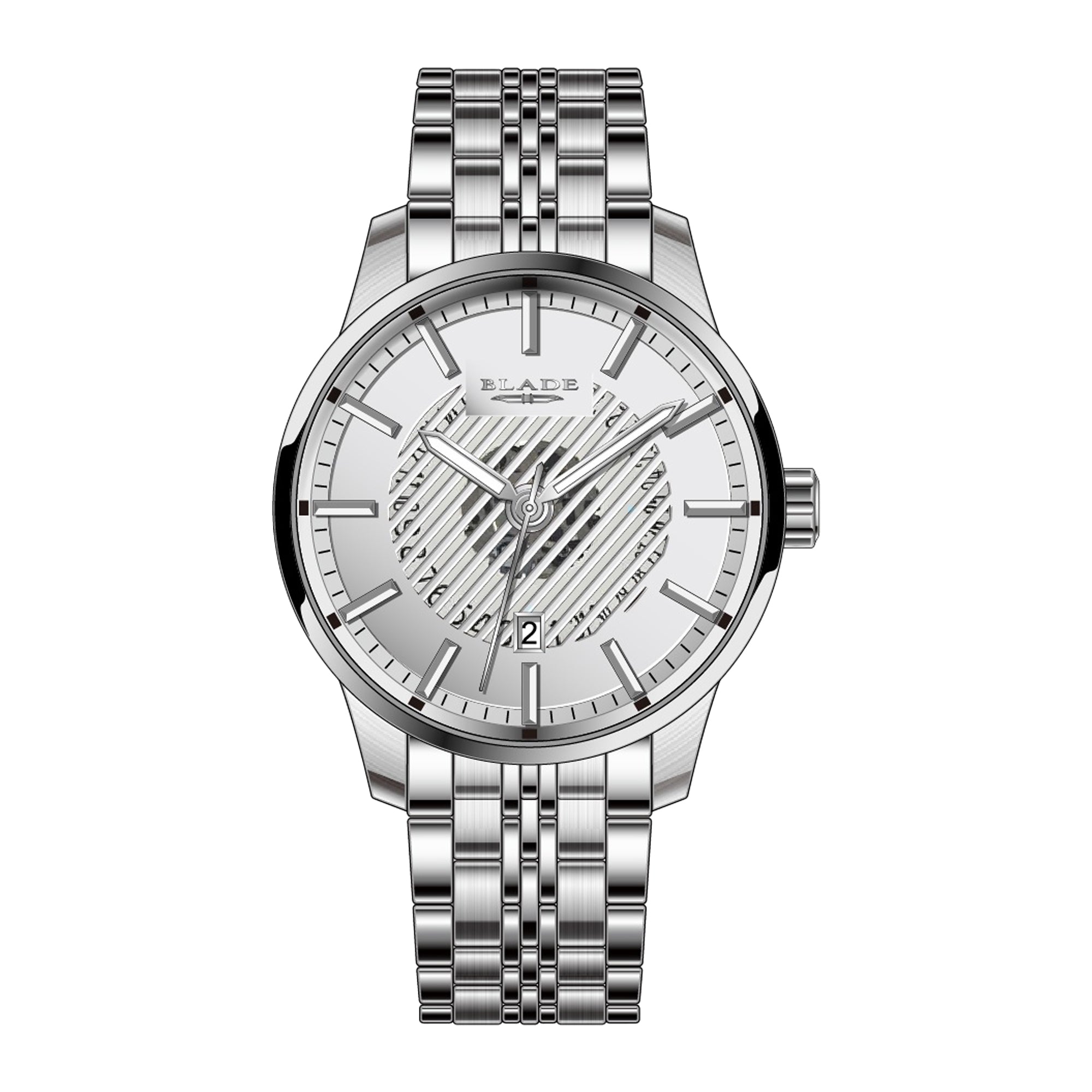 BLADE STREAK WHITE - CALENDAR 3707G2SSS SS CASE & BAND MEN'S WATCH