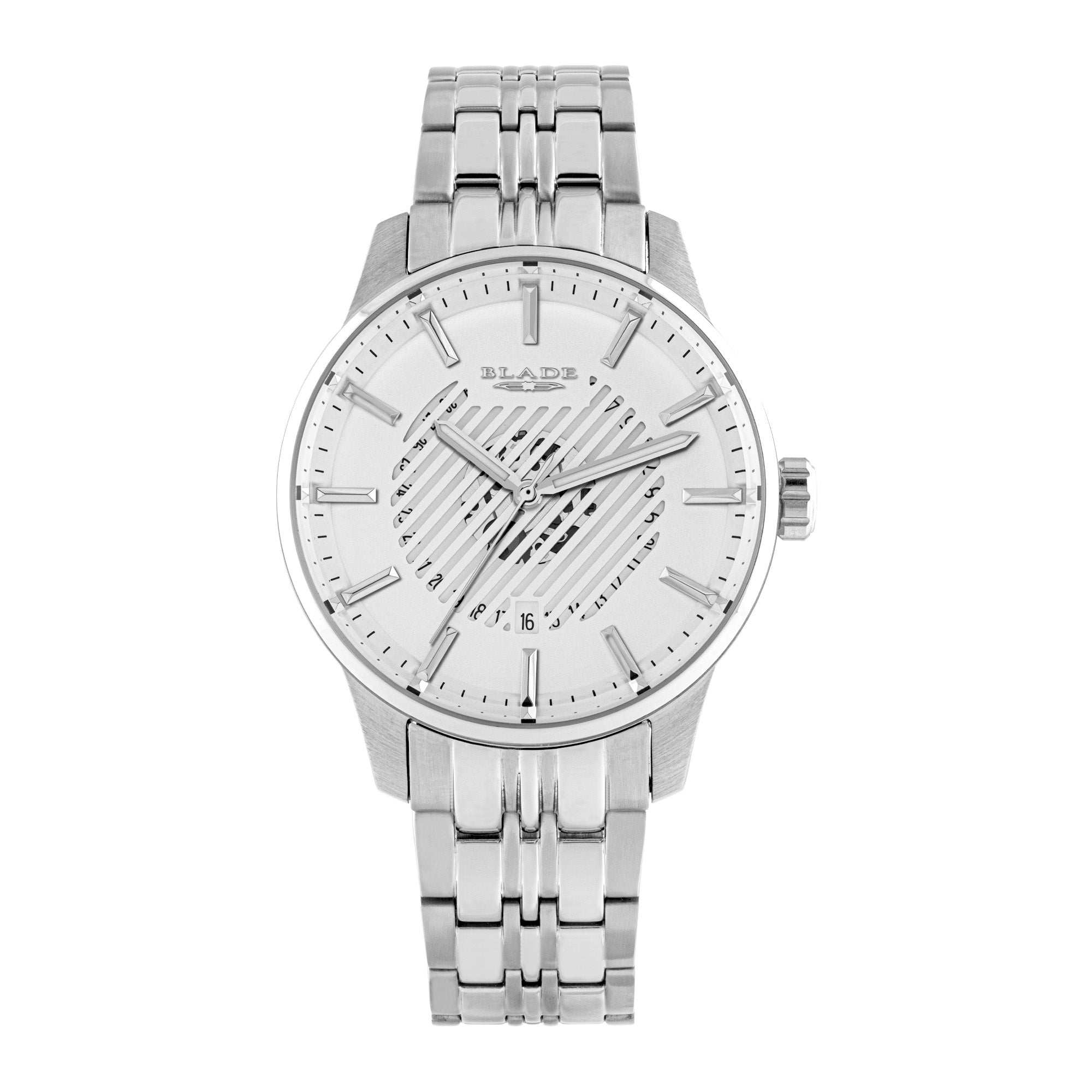 BLADE STREAK WHITE - CALENDAR 3707G2SSS SS CASE & BAND MEN'S WATCH