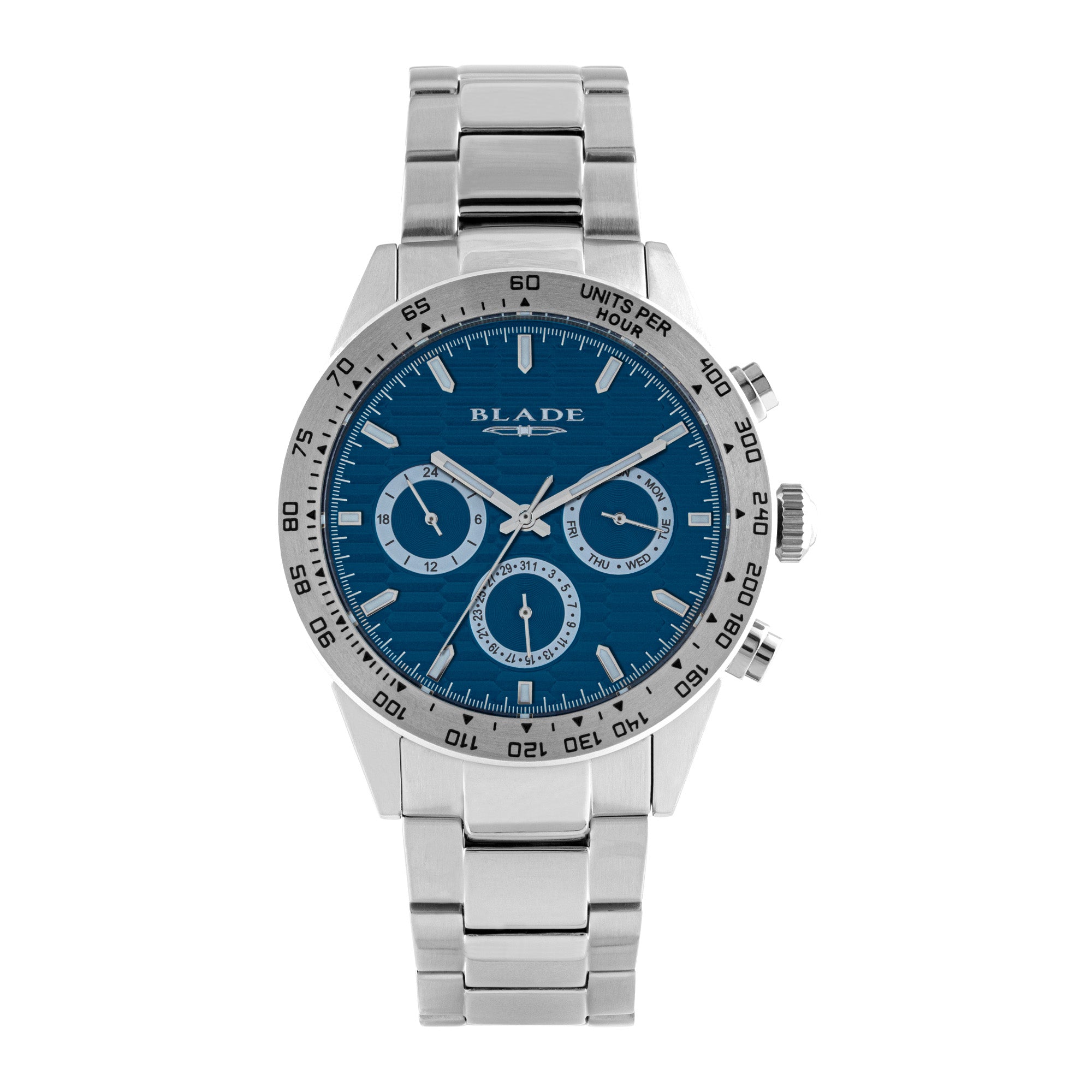 BLADE ECHELON SS BLUE 3708G2SBS SS CASE & BAND MULTIFUNCTION MEN'S WATCH