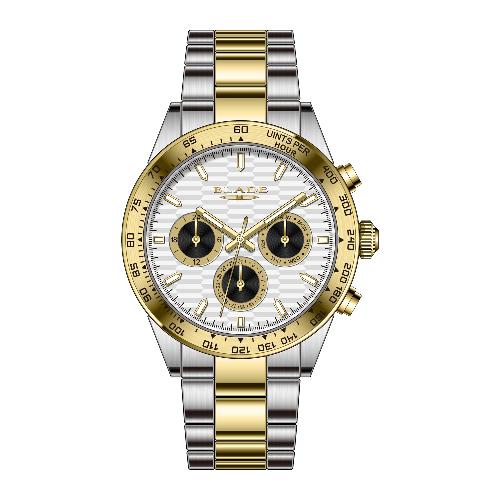 BLADE ECHELON SS IVORY 3708G2TST SS CASE & BAND MULTIFUNCTION MEN'S WATCH