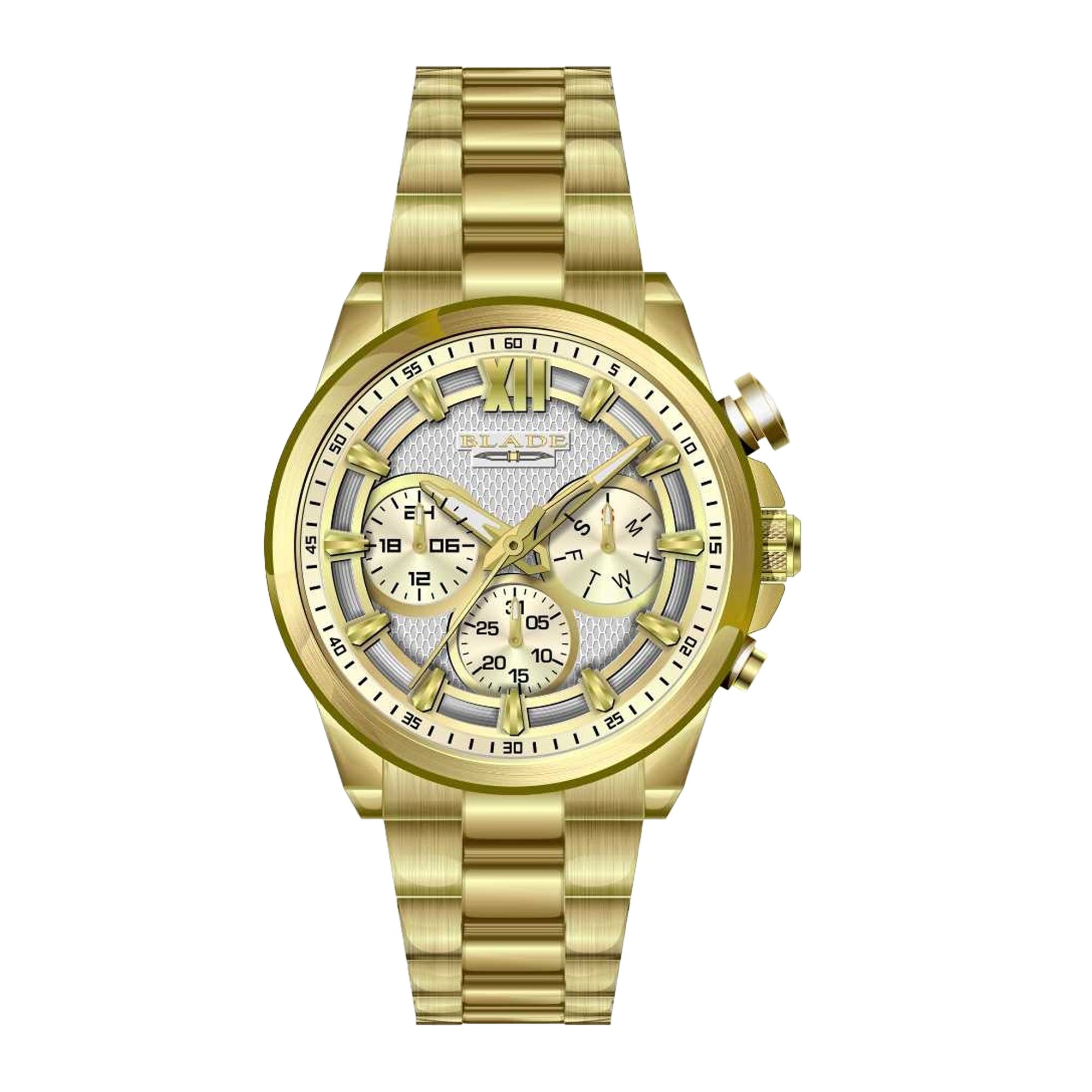 BLADE OUTLIER BLONDE 3710G2GCG SS CASE & BAND MULTIFUNCTION WITH PUSHERS MEN'S WATCH