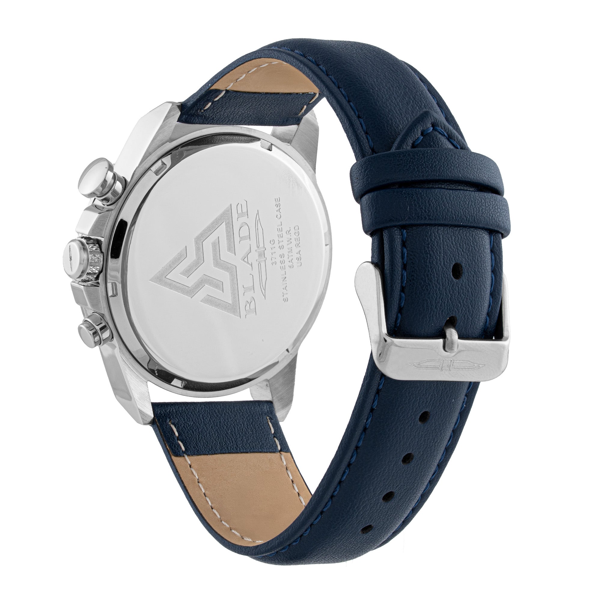 BLADE OUTLIER COBALT 3711G1SSB SS CASE & LEATHER STRAP MULTIFUNCTION MEN'S WATCH