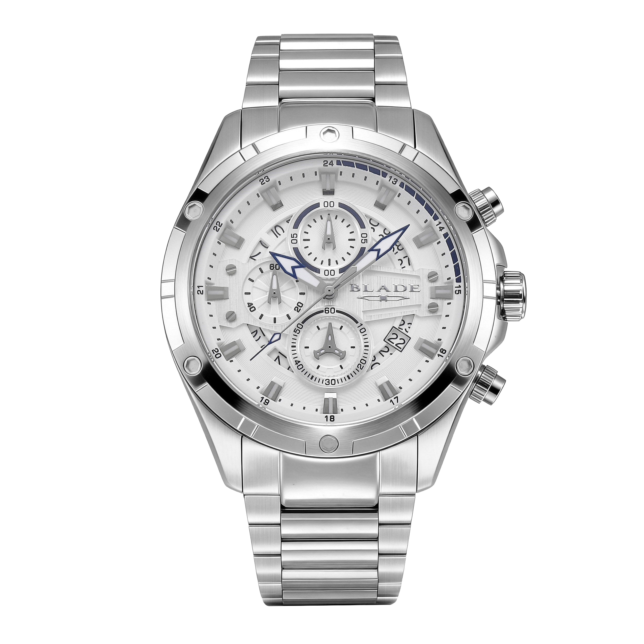 BLADE Airfield White 3715G2SSS SS Case & Band 1/10 Sec. Chrono Men's Watch