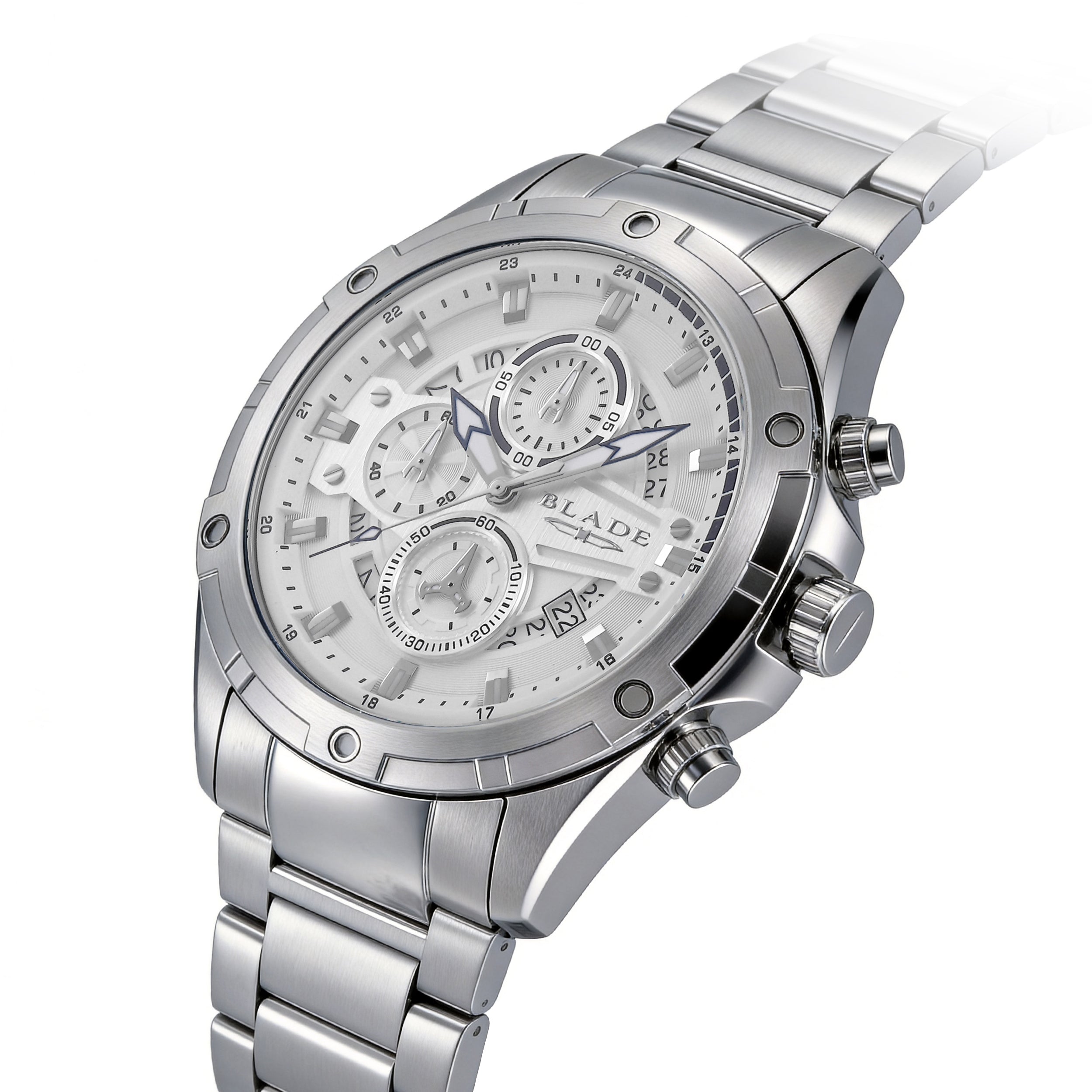 BLADE Airfield White 3715G2SSS SS Case & Band 1/10 Sec. Chrono Men's Watch
