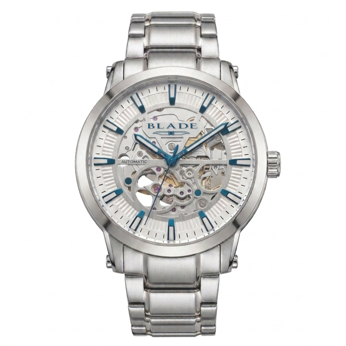 BLADE Volare Edge SS White 3717G2SSS SS Case & Band Skeleton Men's Watch