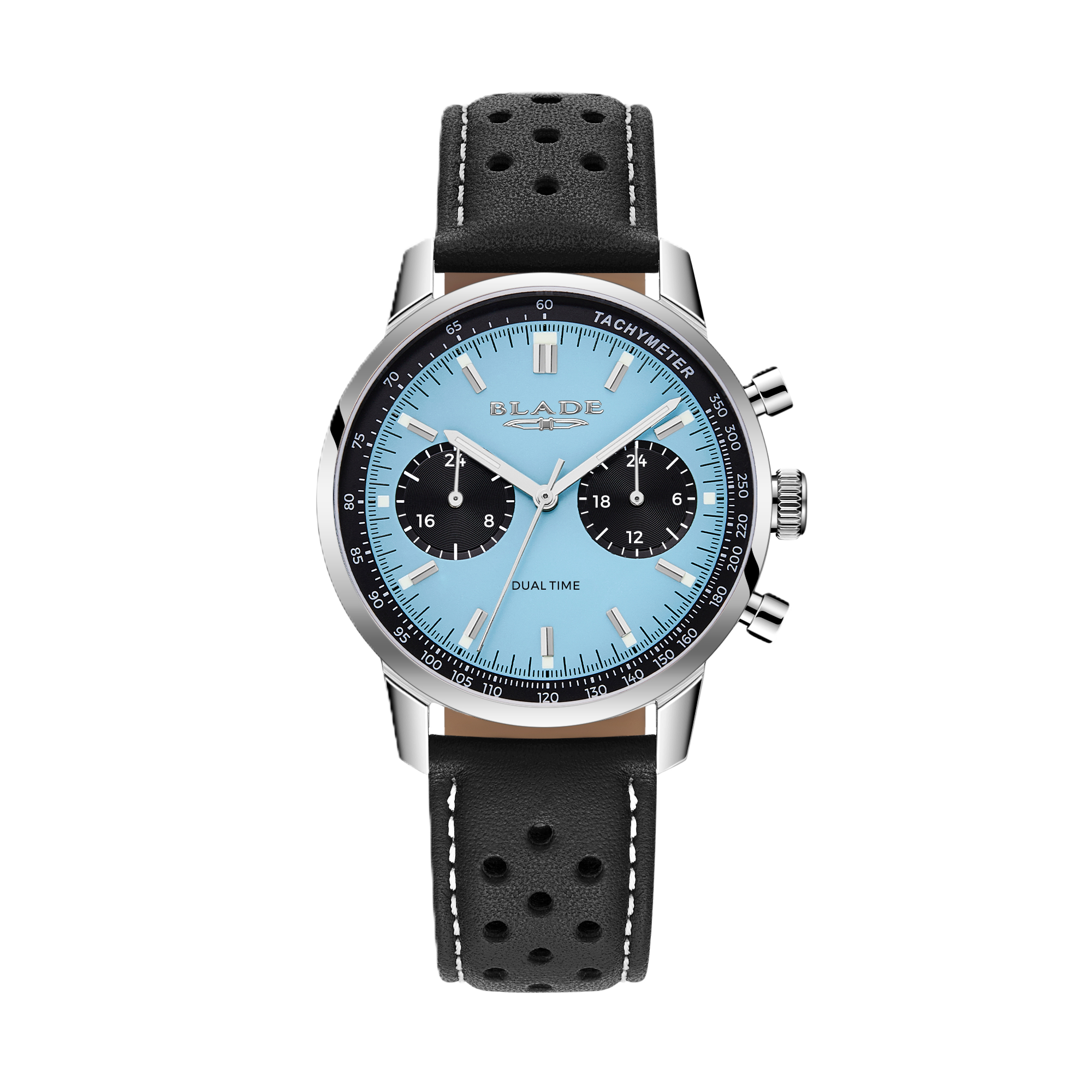 BLADE Rally Sky 3721G1SIN SS Case & Leather Strap Dual-Time Multi Men's Watch