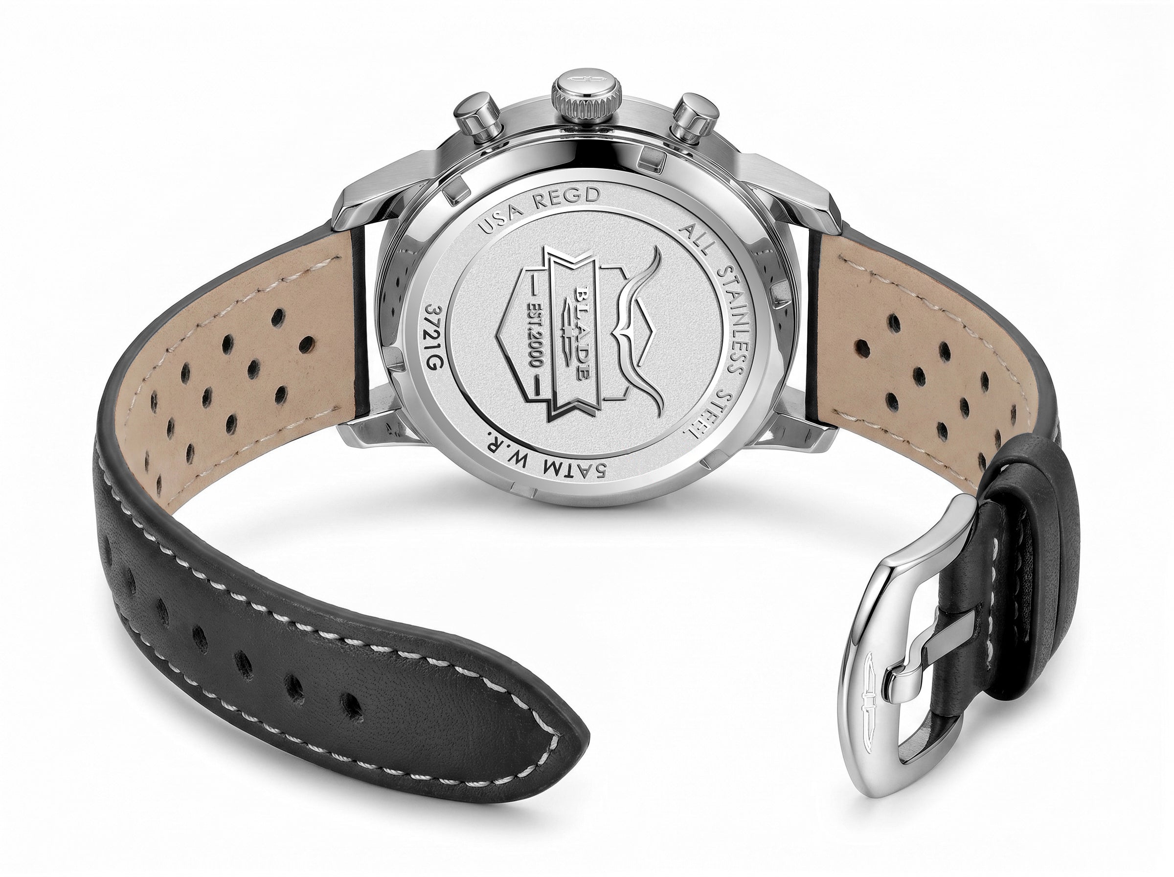 BLADE Rally Sky 3721G1SIN SS Case & Leather Strap Dual-Time Multi Men's Watch