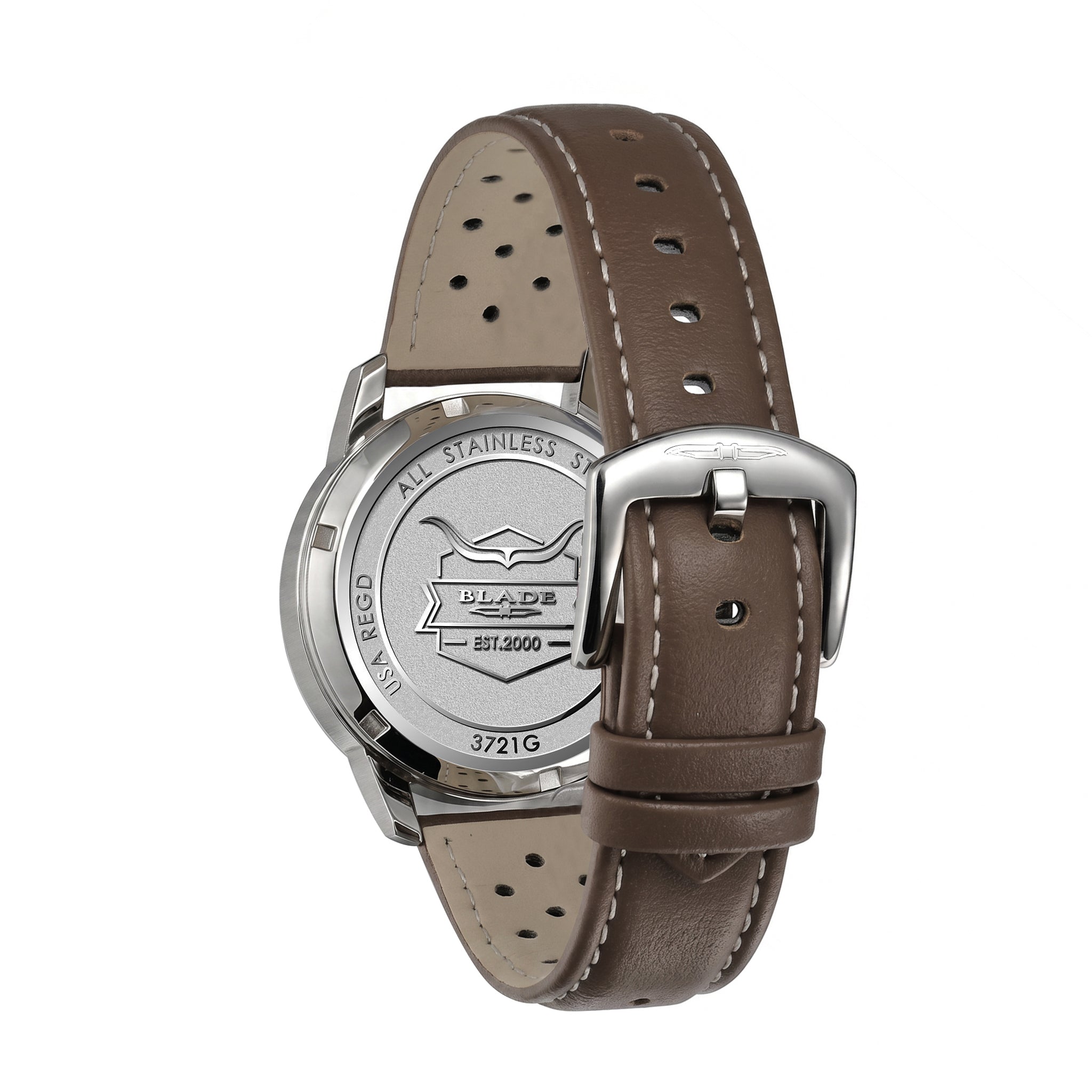 BLADE Rally Brown 3721G1SOO SS Case & Leather Strap Dual-Time Multi Men's Watch
