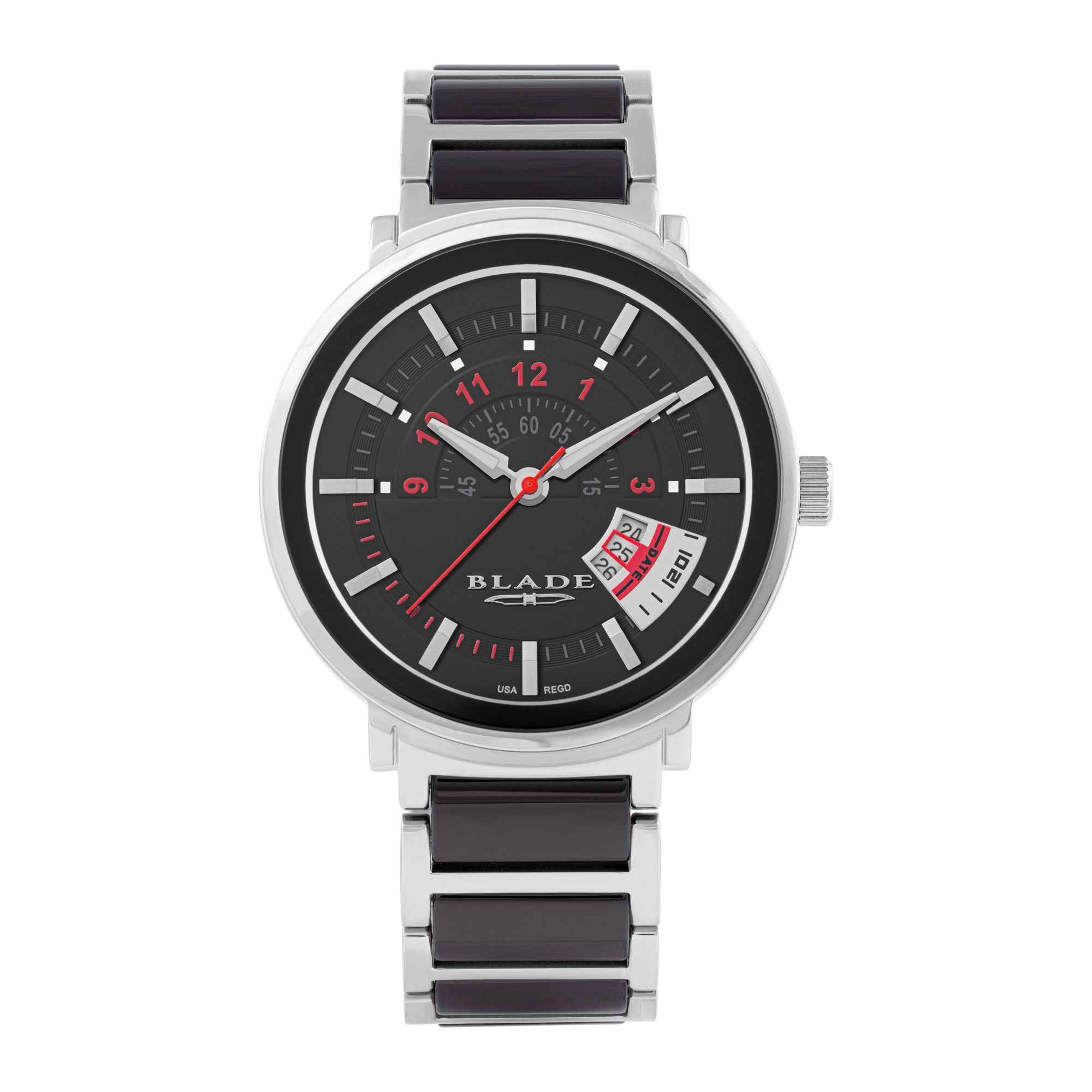 BLADE Jazz Black SS Case & SS/Ceramic Band Date Men's Watch