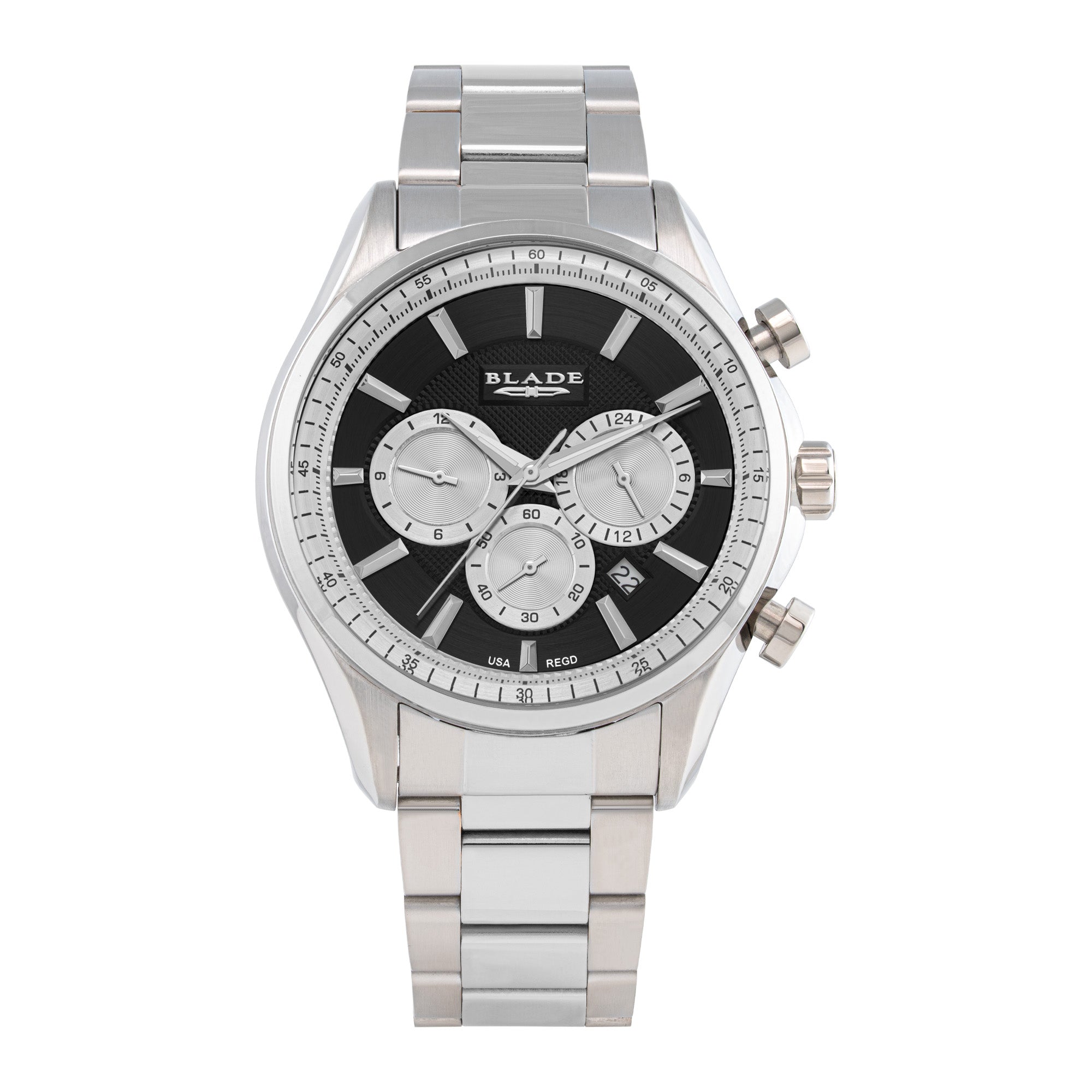 BLADE Panache Mono 3729G2MUS SS Case & Band Dual-Time Multifunction Men`s Watch