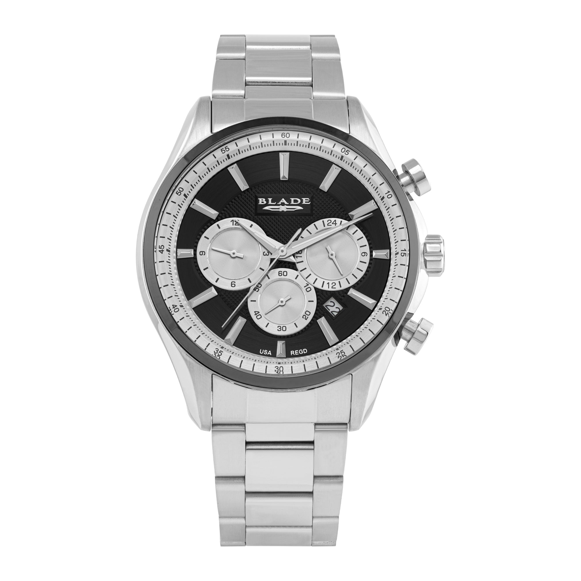 BLADE Panache Mono 3729G2MUS SS Case & Band Dual-Time Multifunction Men`s Watch