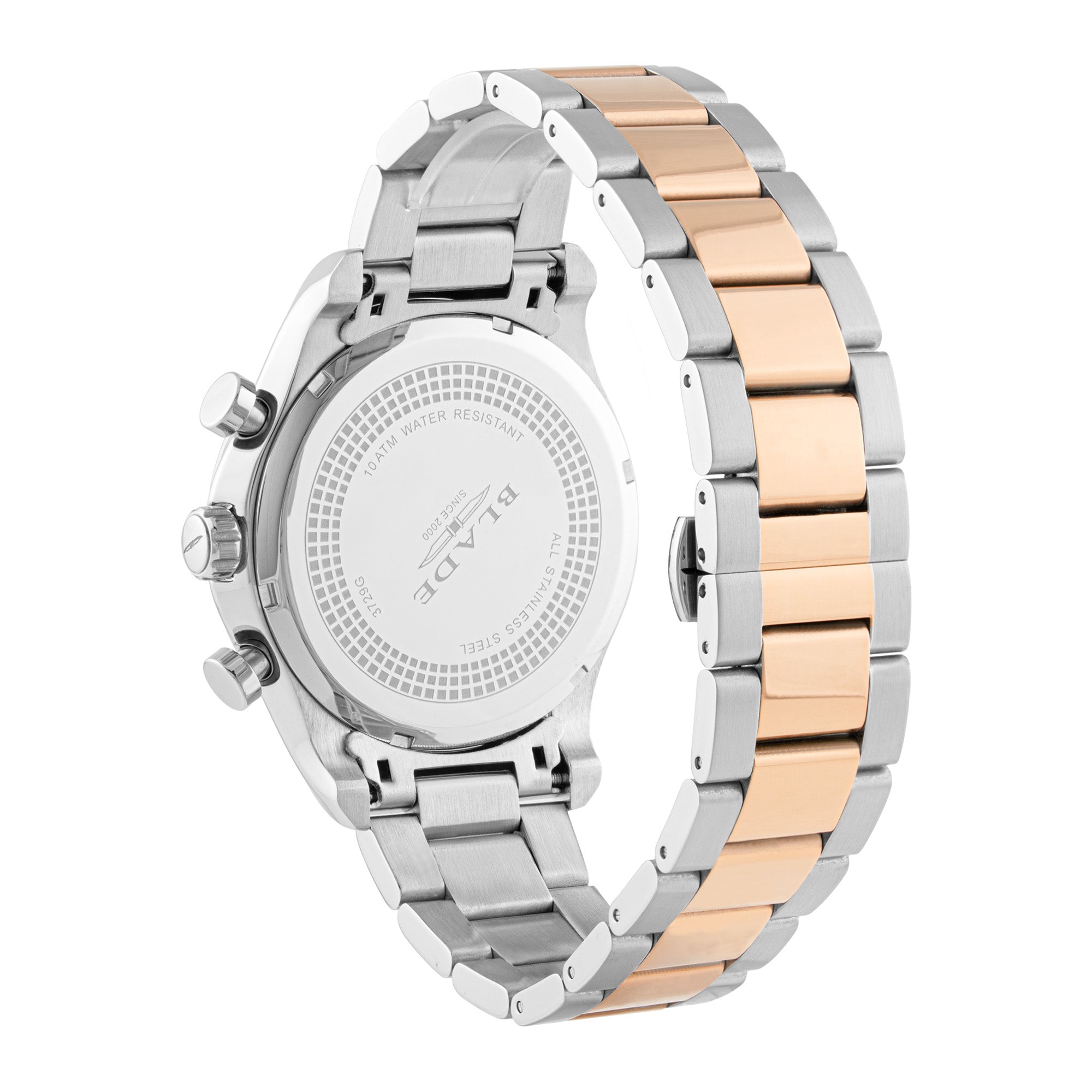 BLADE Panache Puce 3729G2UGU SS Case & Band Dual-Time Multifunction Men's Watch