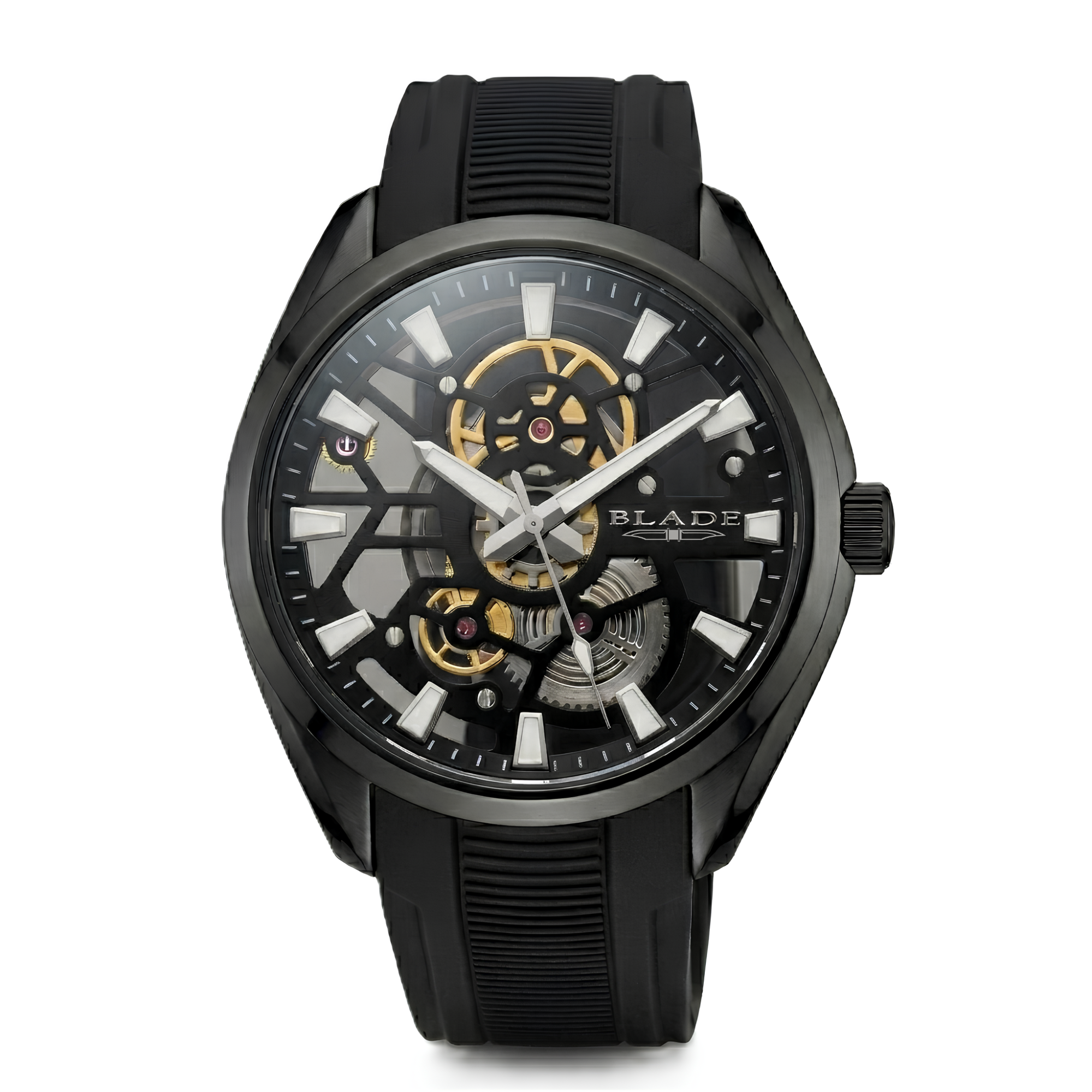 BLADE Rogue Noir SS Case & Silicone Strap Three-hands Men's Watch
