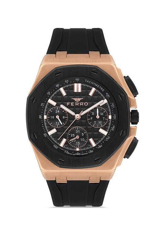 FERRO FM43001D-R SS Case & Silicone Band Men's Watch