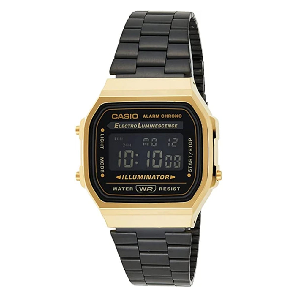 CASIO A168WEGB-1BDF Resin Case Black Ion Plated SS Band Unisex Watch