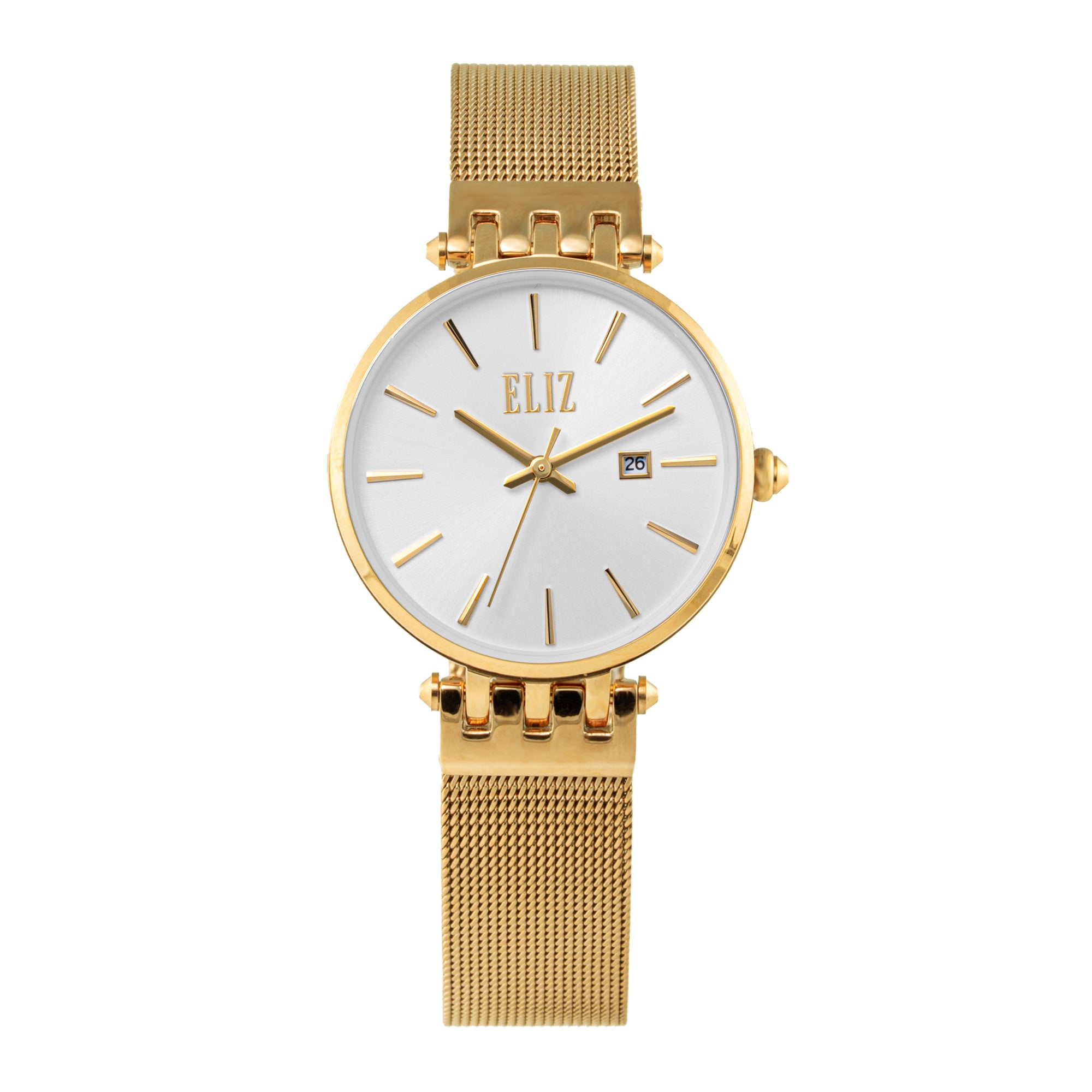 ELIZ ES8905L2GSG SS Case & Mesh Strap Date Women's Watch