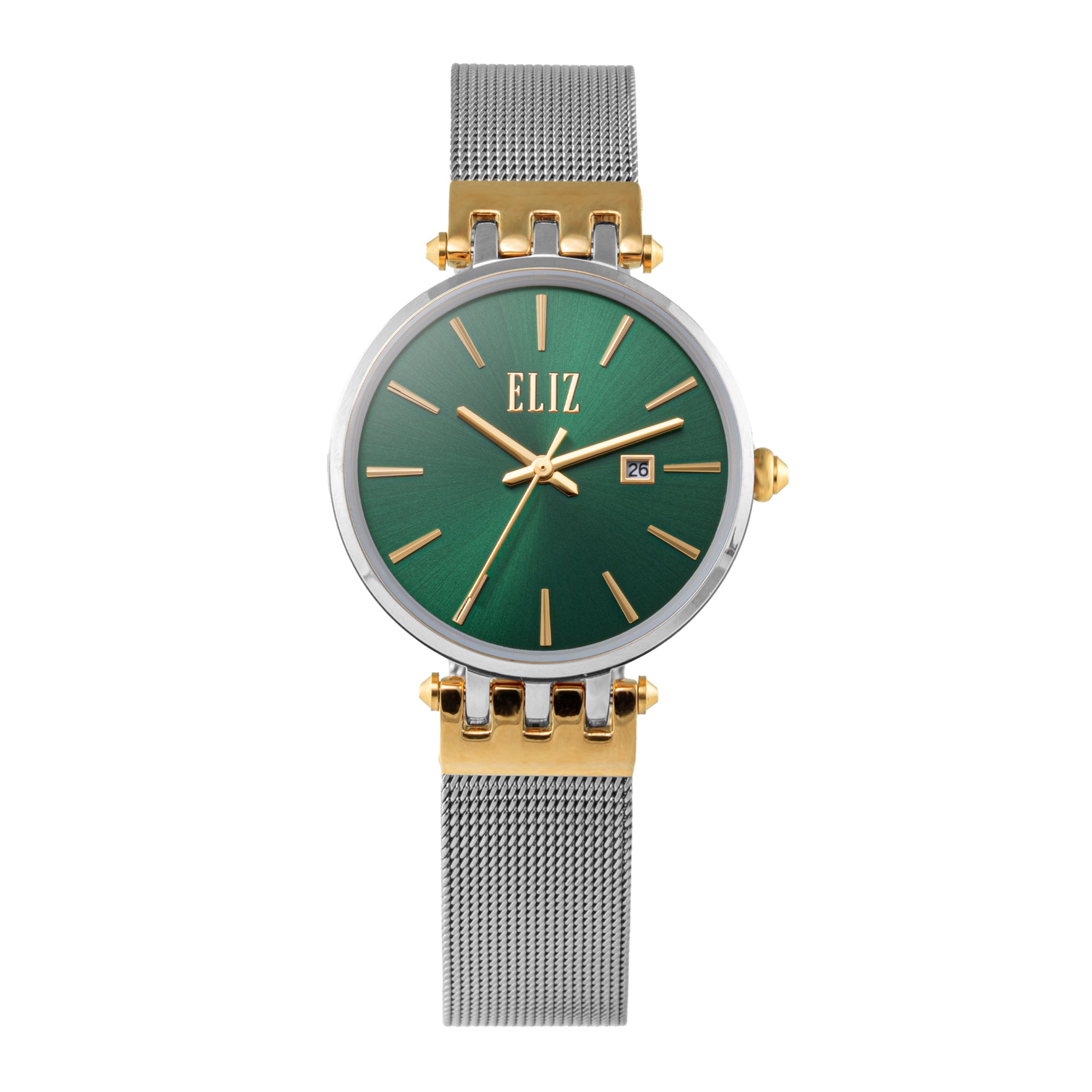 ELIZ ES8905L2TET SS Case & Mesh Strap Date Women's Watch