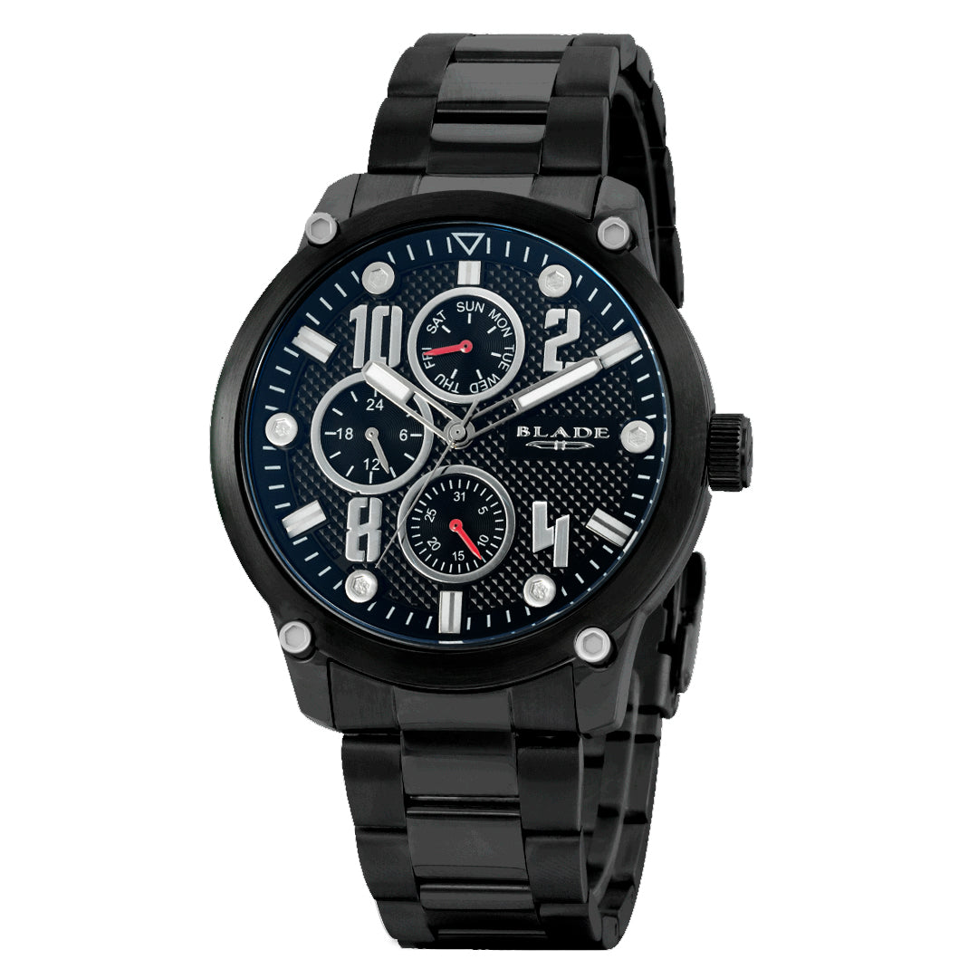 BLADE_Combat_II_3563G2NNN_PVD_Black_Steel_Multifunction_Mens_Watch_front