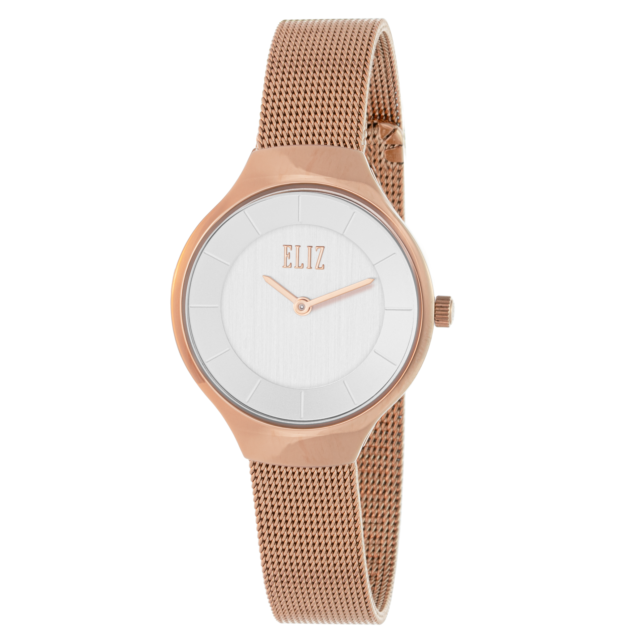 ELIZ ES8495L2RSR SS Case Mesh Strap Women's Watch - Front