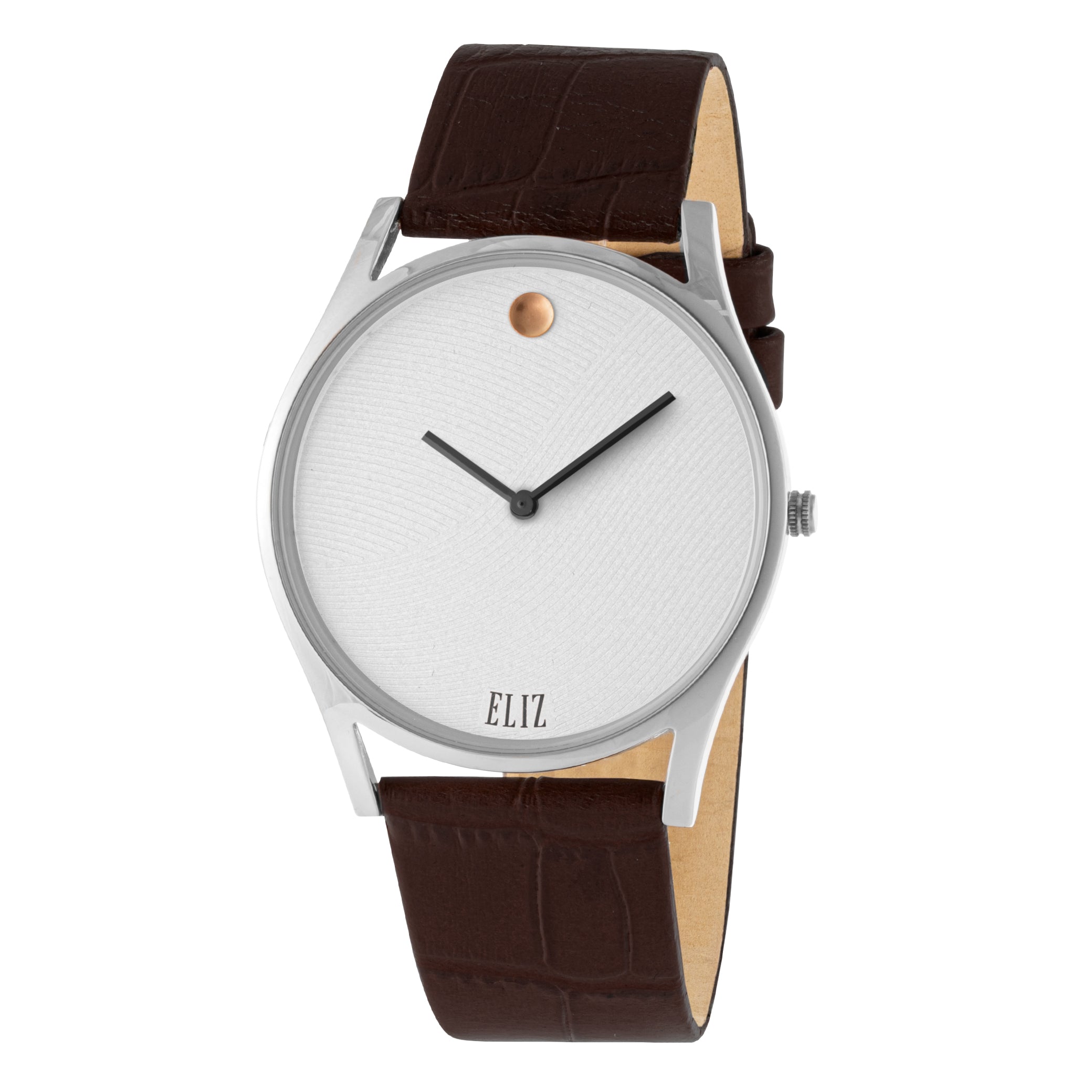 ELIZ ES8711G1SSO PVD Silver Case Brown Leather Men's Watch