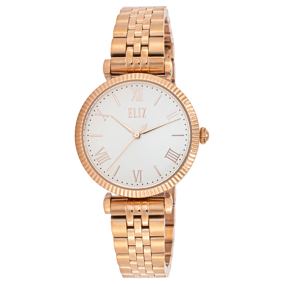 ELIZ ES8734L2RWR SS Rose Gold Case Band Women's Watch - Front