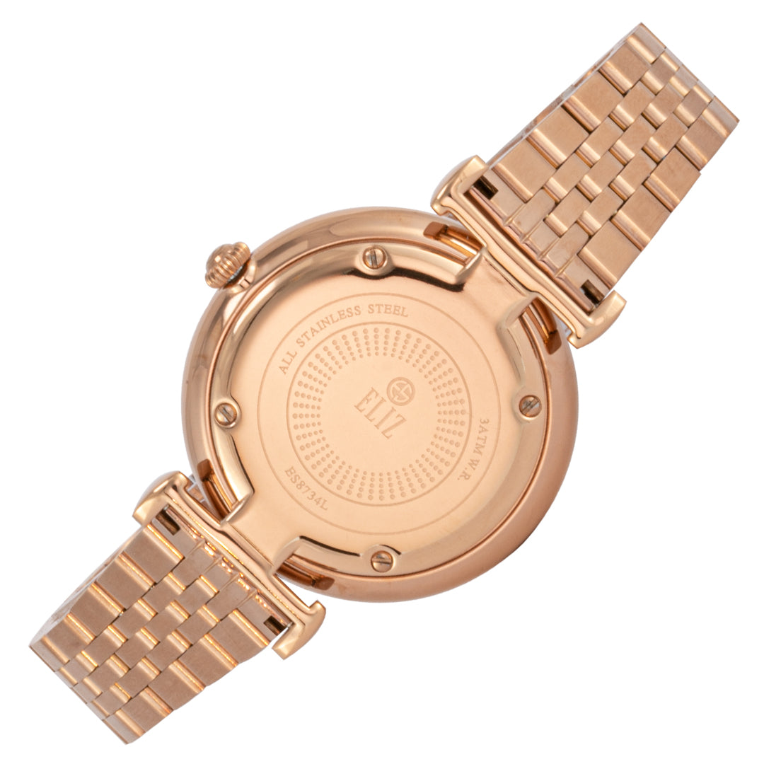 ELIZ ES8734L2RWR SS Rose Gold Case Band Women's Watch - Back