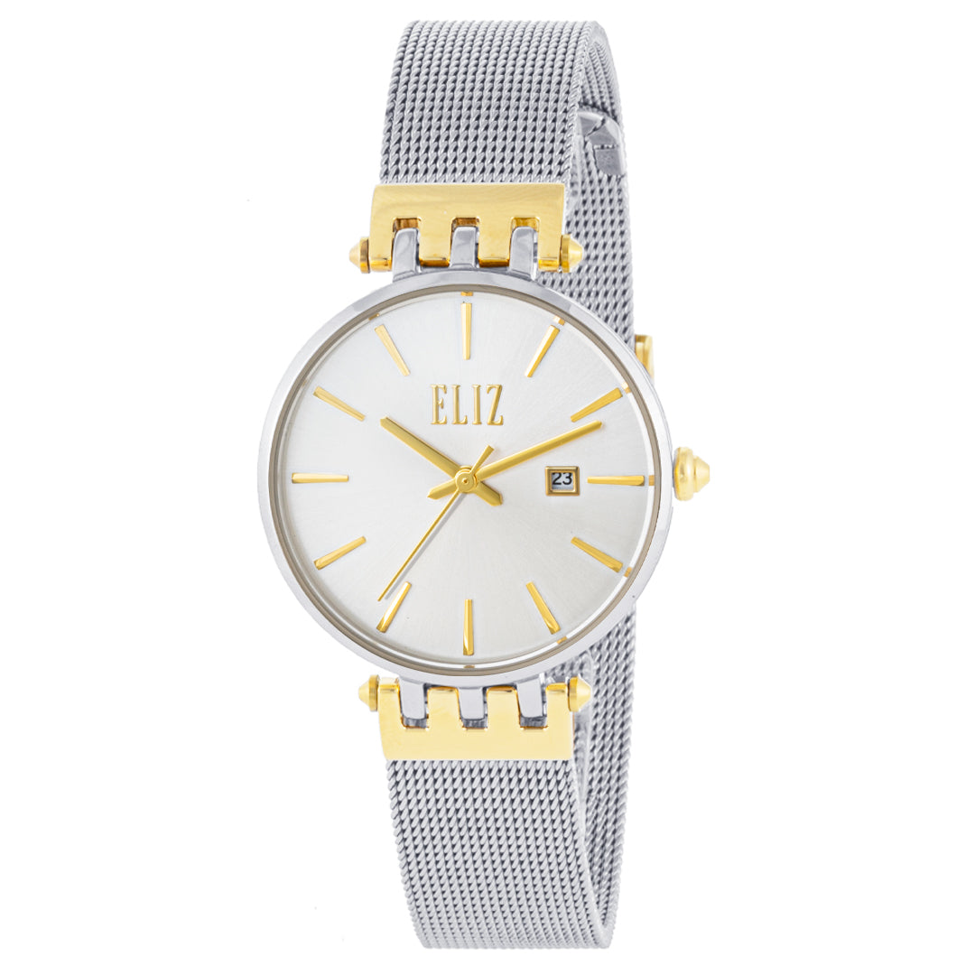 ELIZ ES8735L2TST SS & Mesh Strap Date Women's Watch