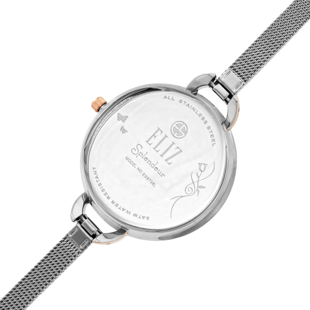 ELIZ ES8738L2UBU SS & Mesh Women's Watch - Back