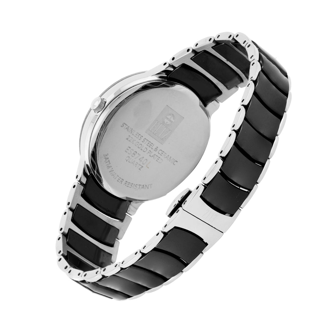 ELIZ ES8740L4SNN SS Case & SS/Ceramic Band Date Women's Watch