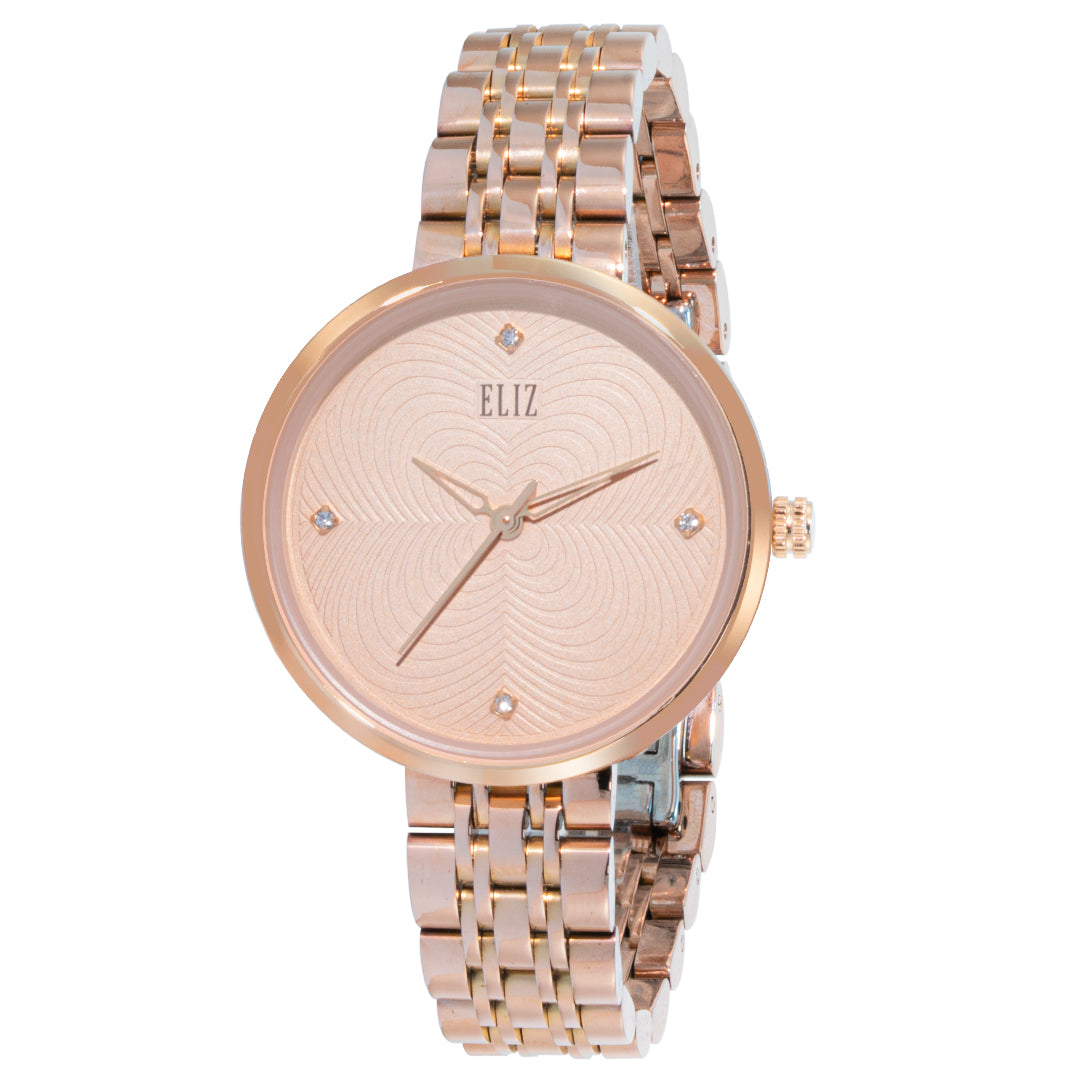 ELIZ ES8753L2RPR SS Caseback & Band 3-Hands Women's Watch