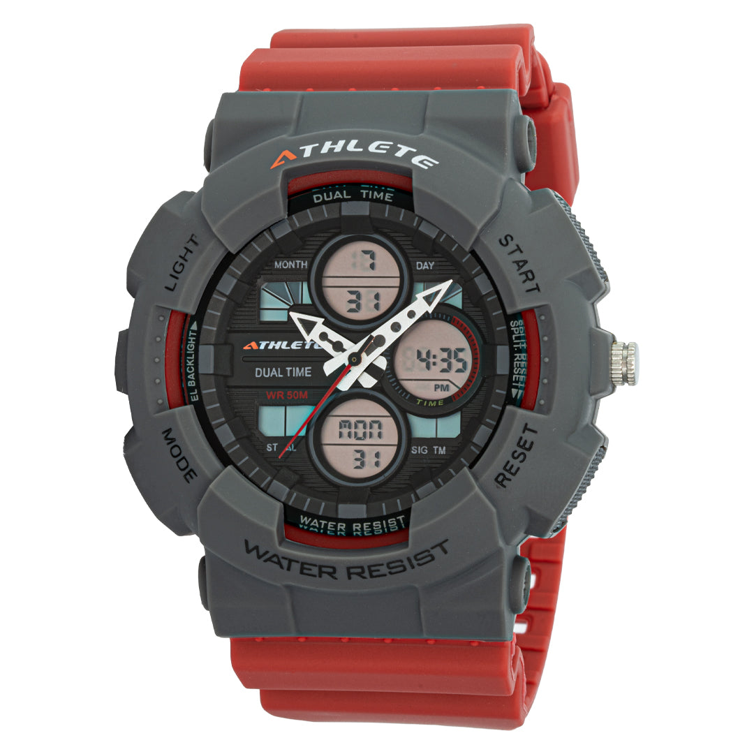 ELIZ ES8781G8GGR PU Case Strap Analog-Digital Men's Watch - Front