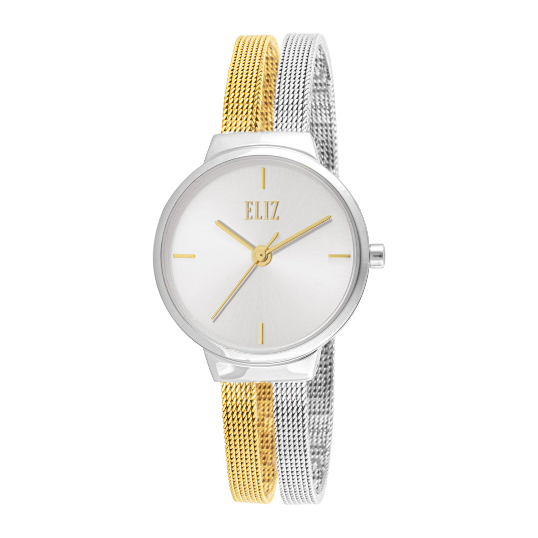 ELIZ ES8789L2TST SS & Mesh Strap Women's Watch - Front